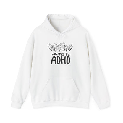 Hoodie POWERED BY ADHD – Floral Minimalist ADHD Hoodie for Awareness