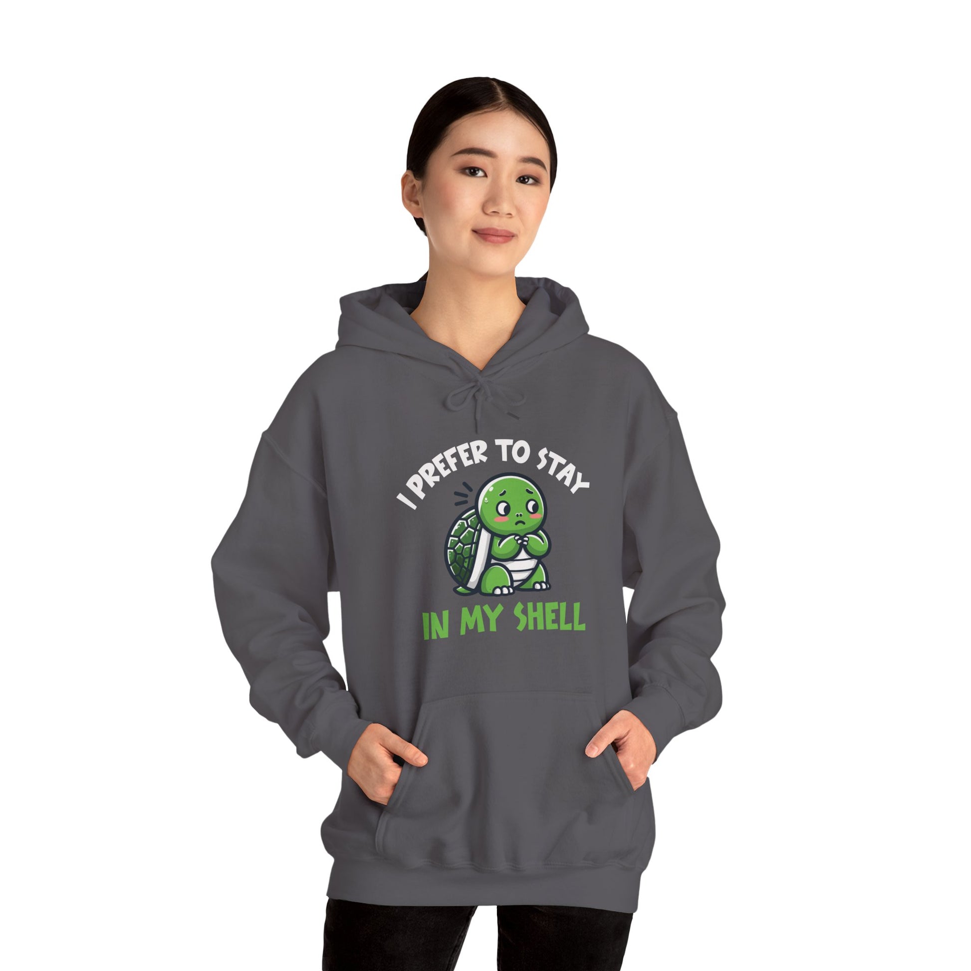 Hoodie I Prefer to Stay in My Shell Hoodie with Cute Anxious Turtle
