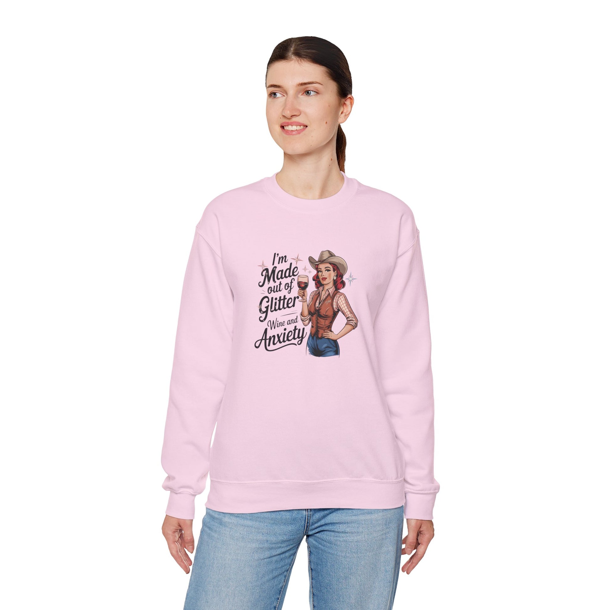 Sweatshirt I'm Made out of Glitter Wine and Anxiety – Anxious Sweatshirt for Women