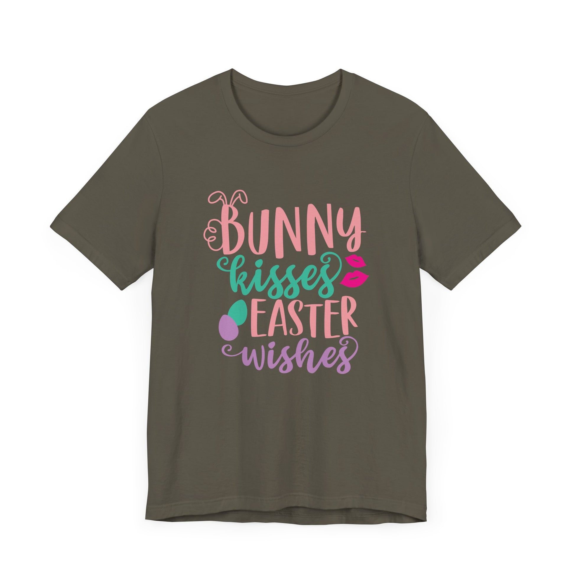 Cute Easter Shirt – Bunny Kisses & Easter Wishes Tee for Women | Family Easter Tee