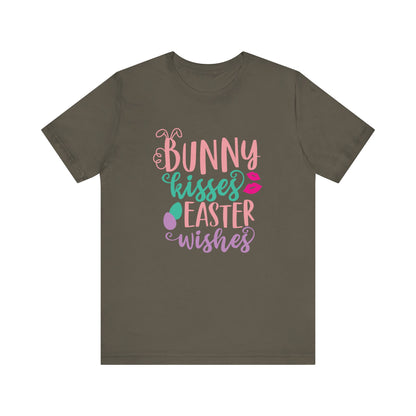 Army Cute Easter Shirt – Bunny Kisses & Easter Wishes Tee for Women | Family Easter Tee