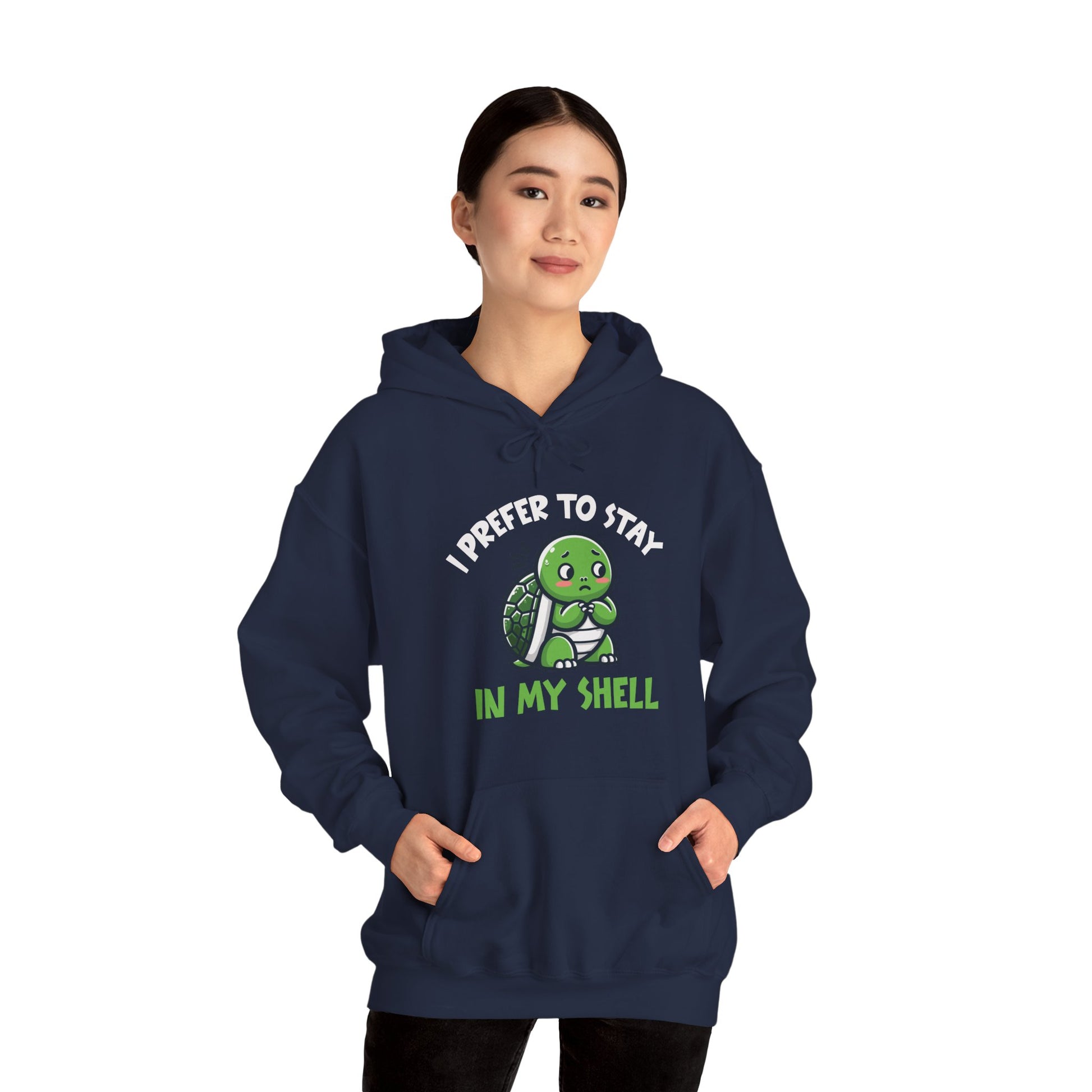 Hoodie I Prefer to Stay in My Shell Hoodie with Cute Anxious Turtle
