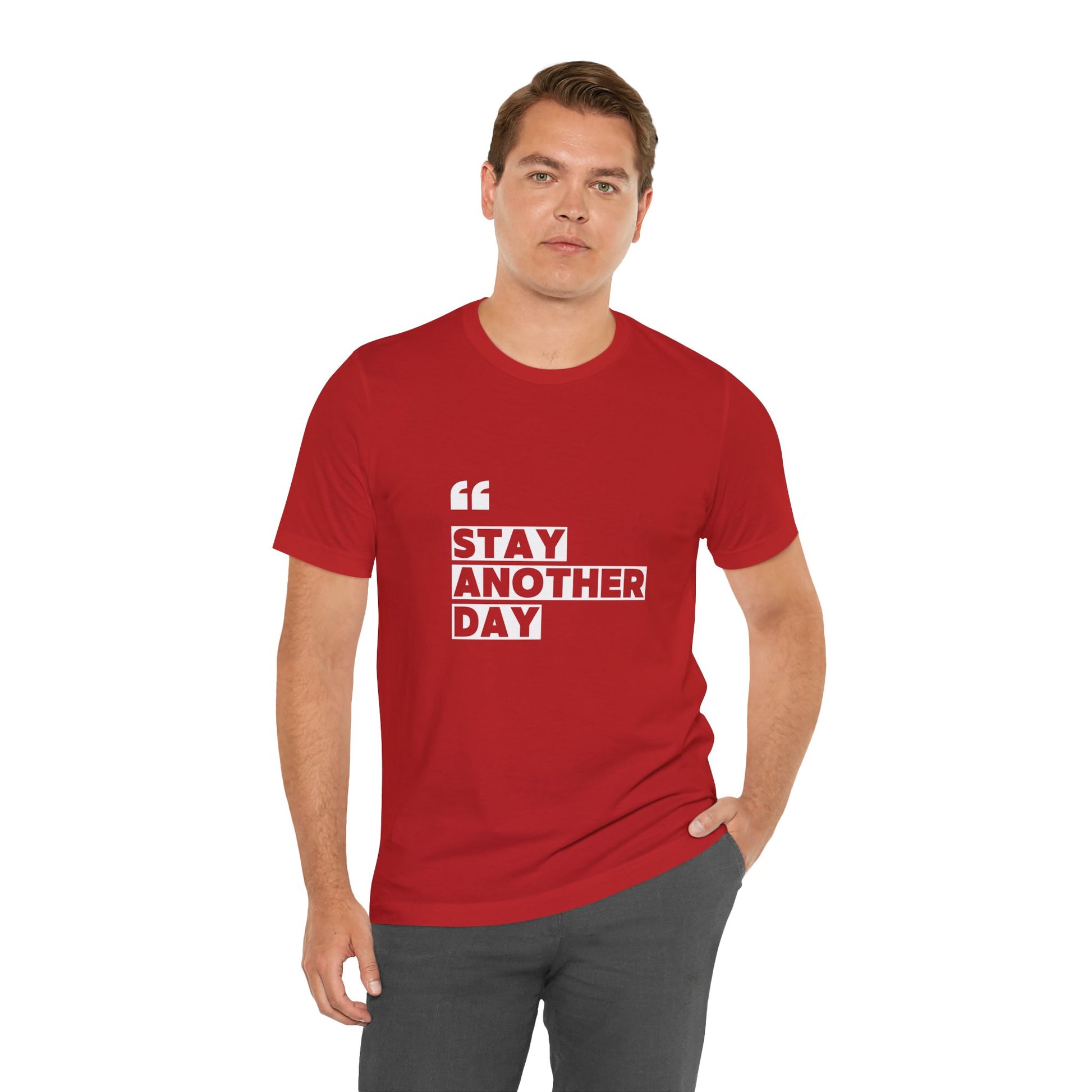 Stay Another Day – Red Stay Another Day T Shirt for Suicide Prevention