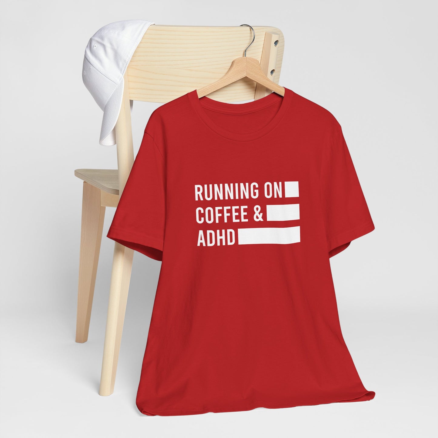 T-Shirt RUNNING ON COFFEE & ADHD – Funny ADHD T-Shirt for Adults