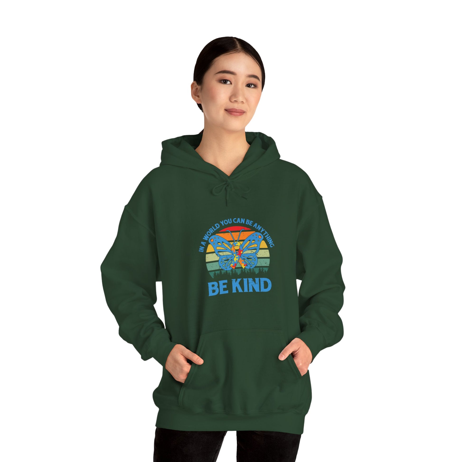 Hoodie IN A WORLD YOU CAN BE ANYTHING Hoodie – Be Kind Autism Advocate Hoodie