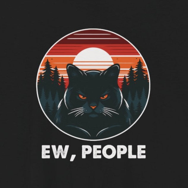 T-Shirt Ew People Cat Shirt – Vintage Sunset Funny Introvert T-Shirt