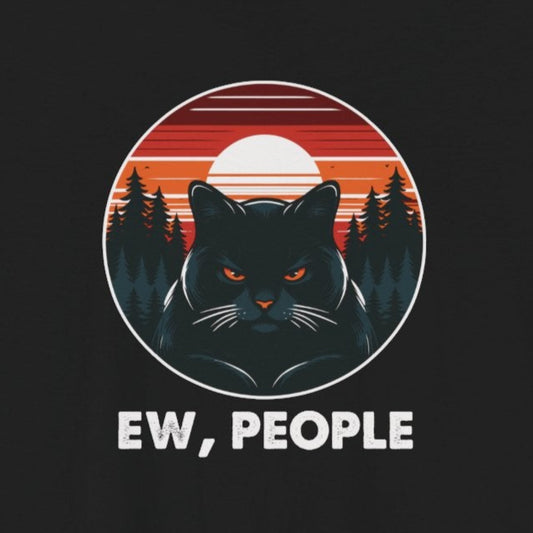T-Shirt Ew People Cat Shirt – Vintage Sunset Funny Introvert T-Shirt