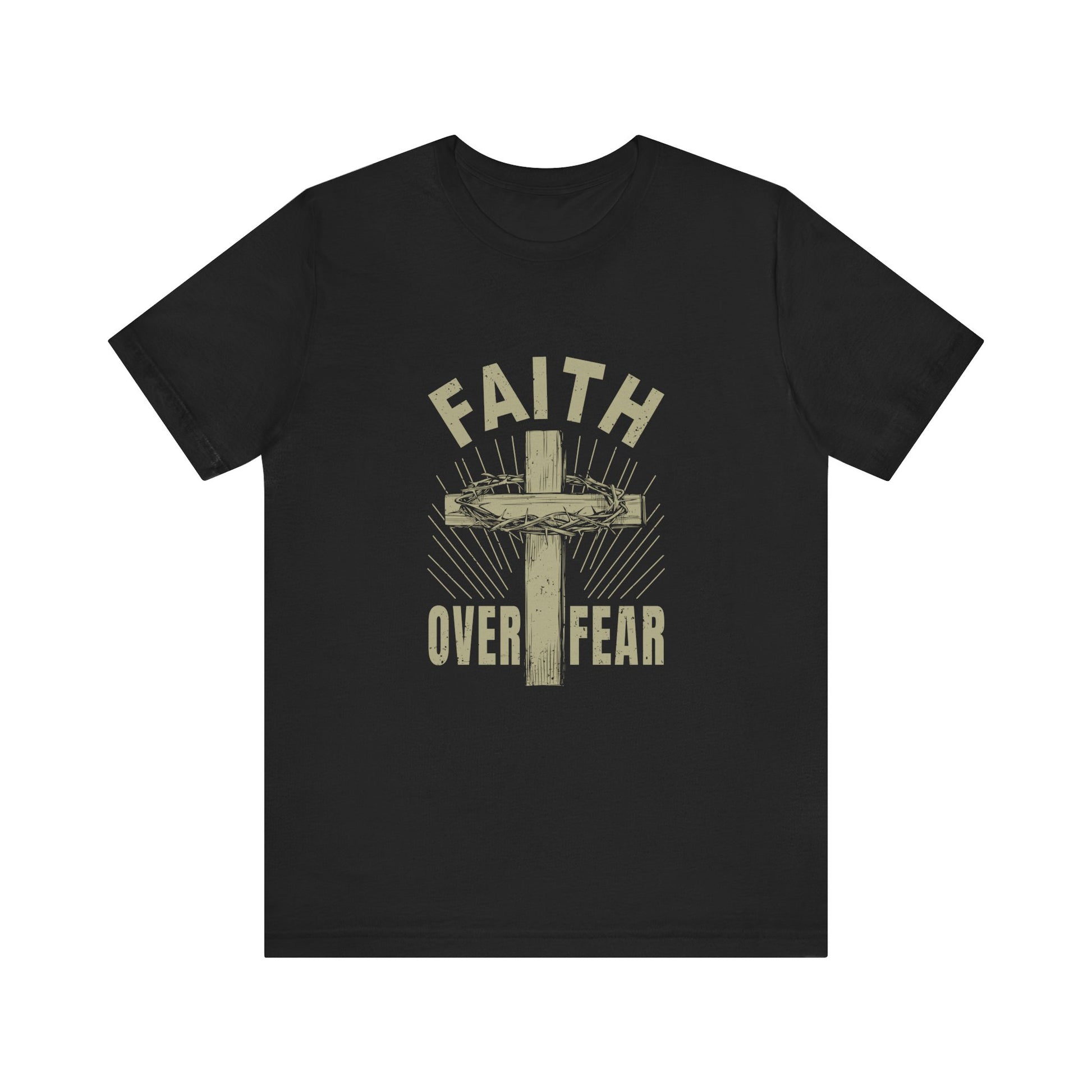Black Empowering Message Tee – Faith Over Fear Shirt for Men & Women