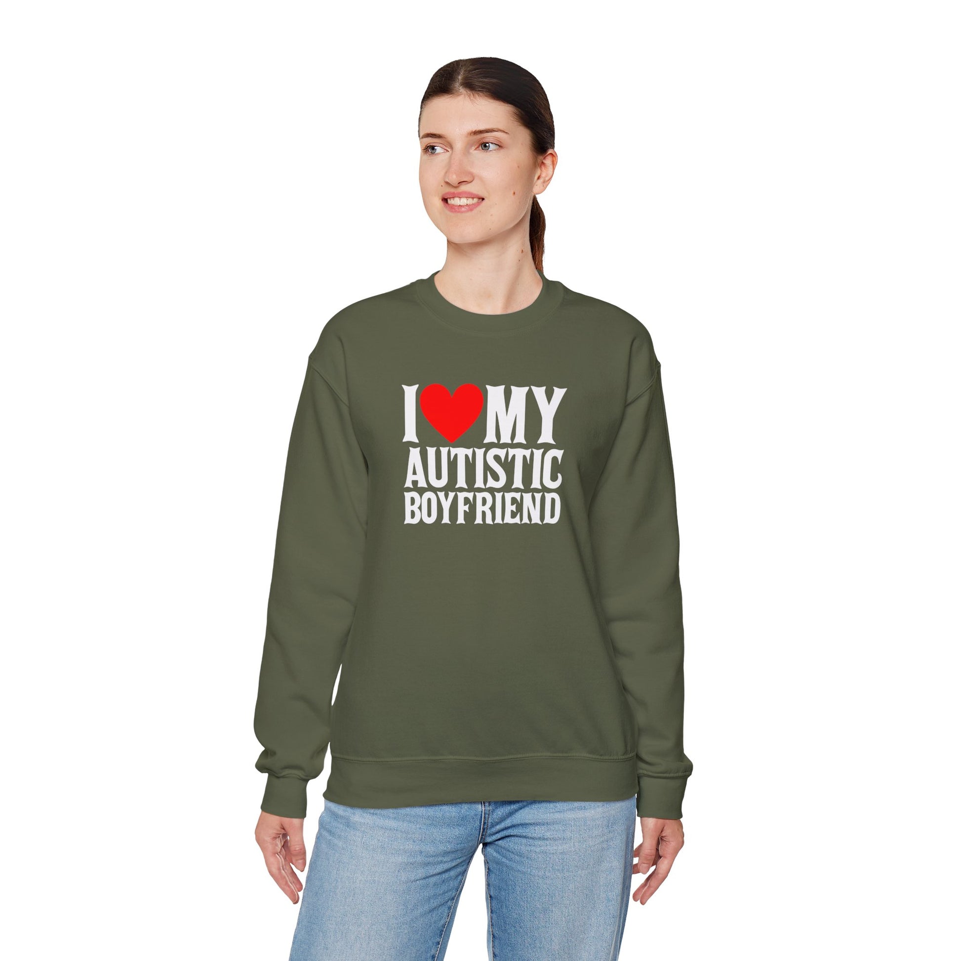 Sweatshirt I Love My Autistic Boyfriend Autism Sweatshirt for Women