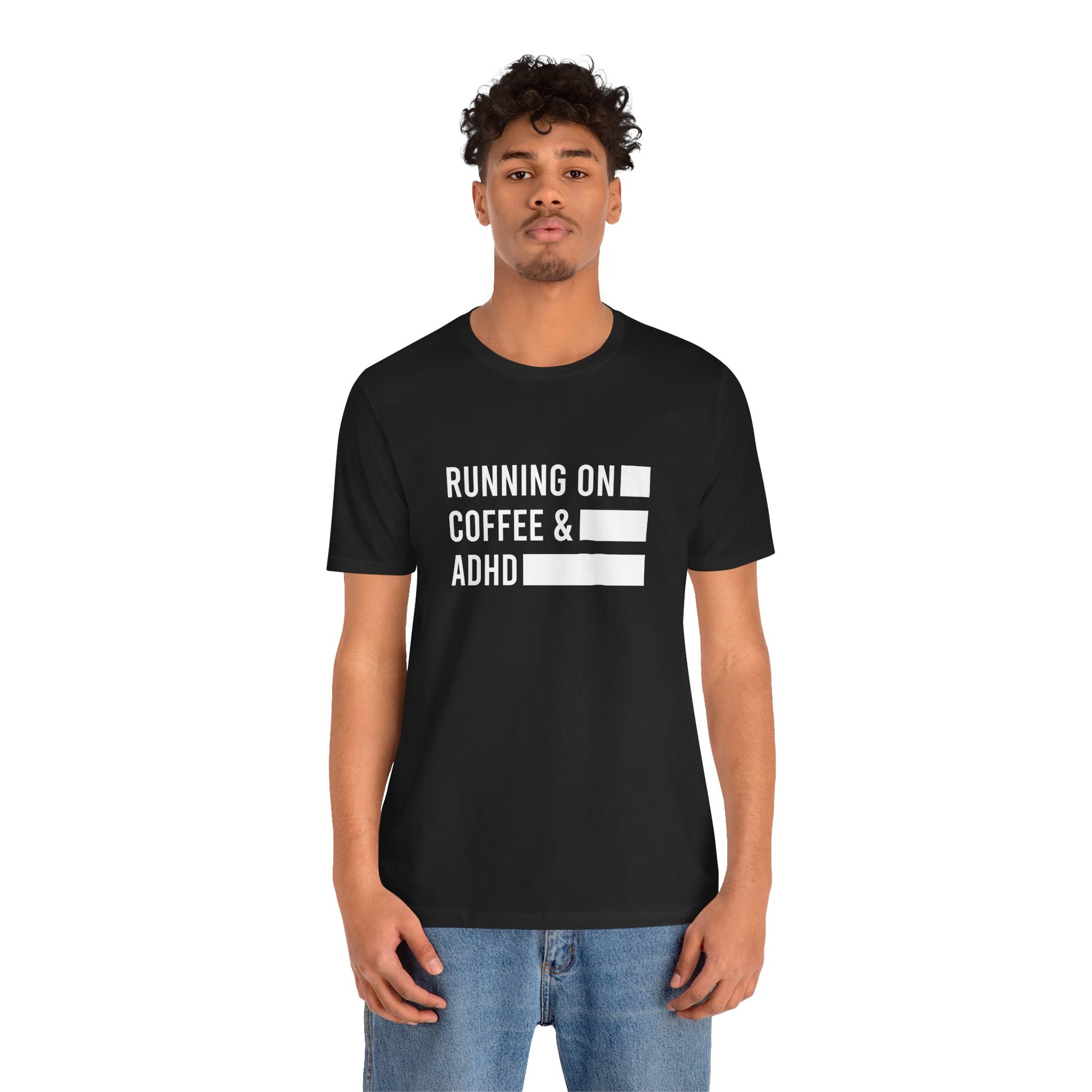 T-Shirt RUNNING ON COFFEE & ADHD – Funny ADHD T-Shirt for Adults