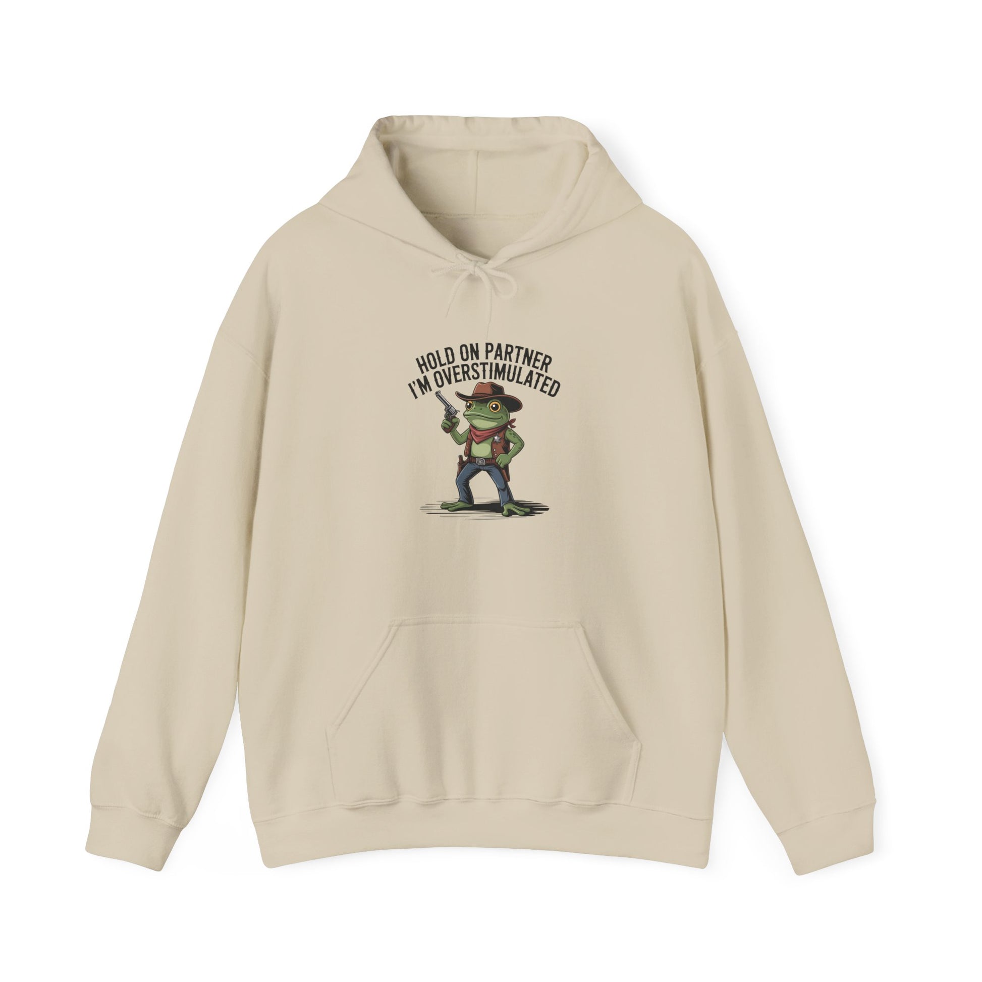 Hoodie Hold On Partner I’m Overstimulated Hoodie – Funny ADHD Frog Hoodie