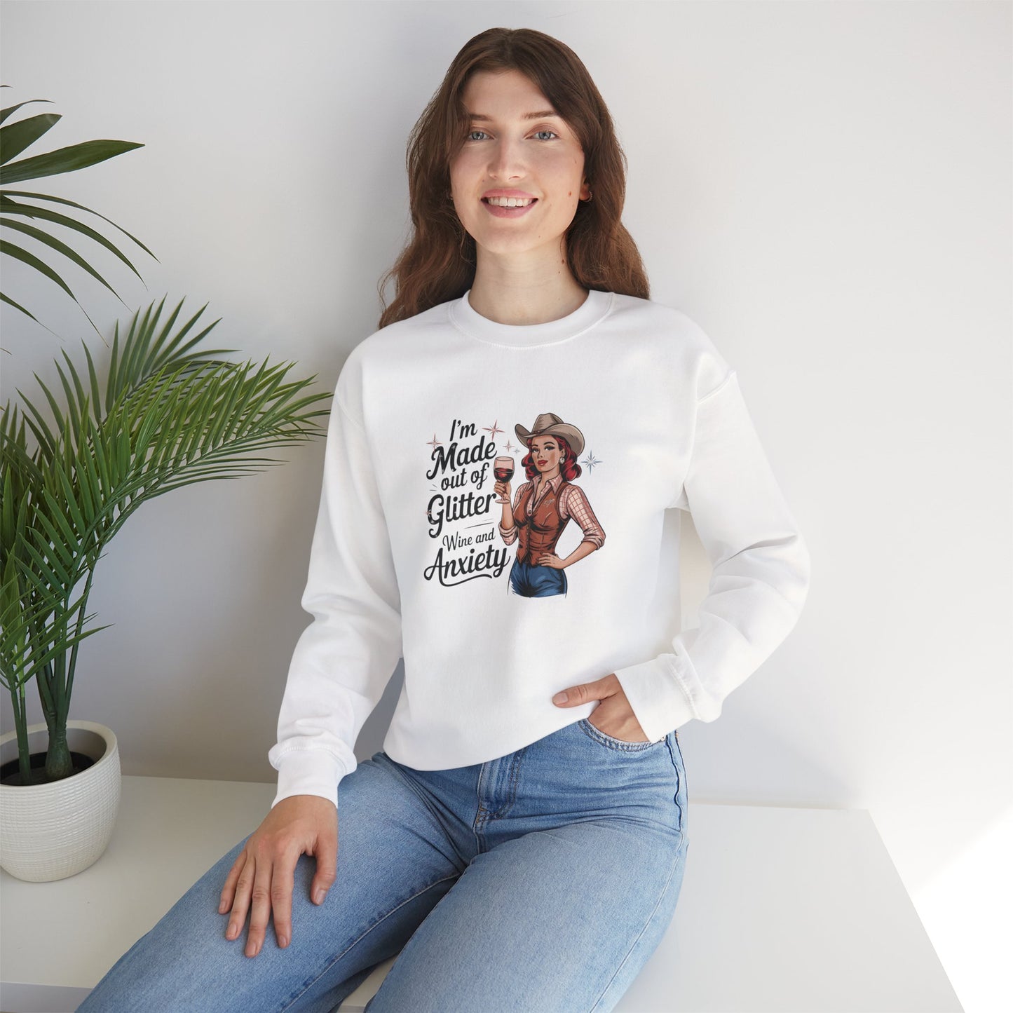 Sweatshirt I'm Made out of Glitter Wine and Anxiety – Anxious Sweatshirt for Women