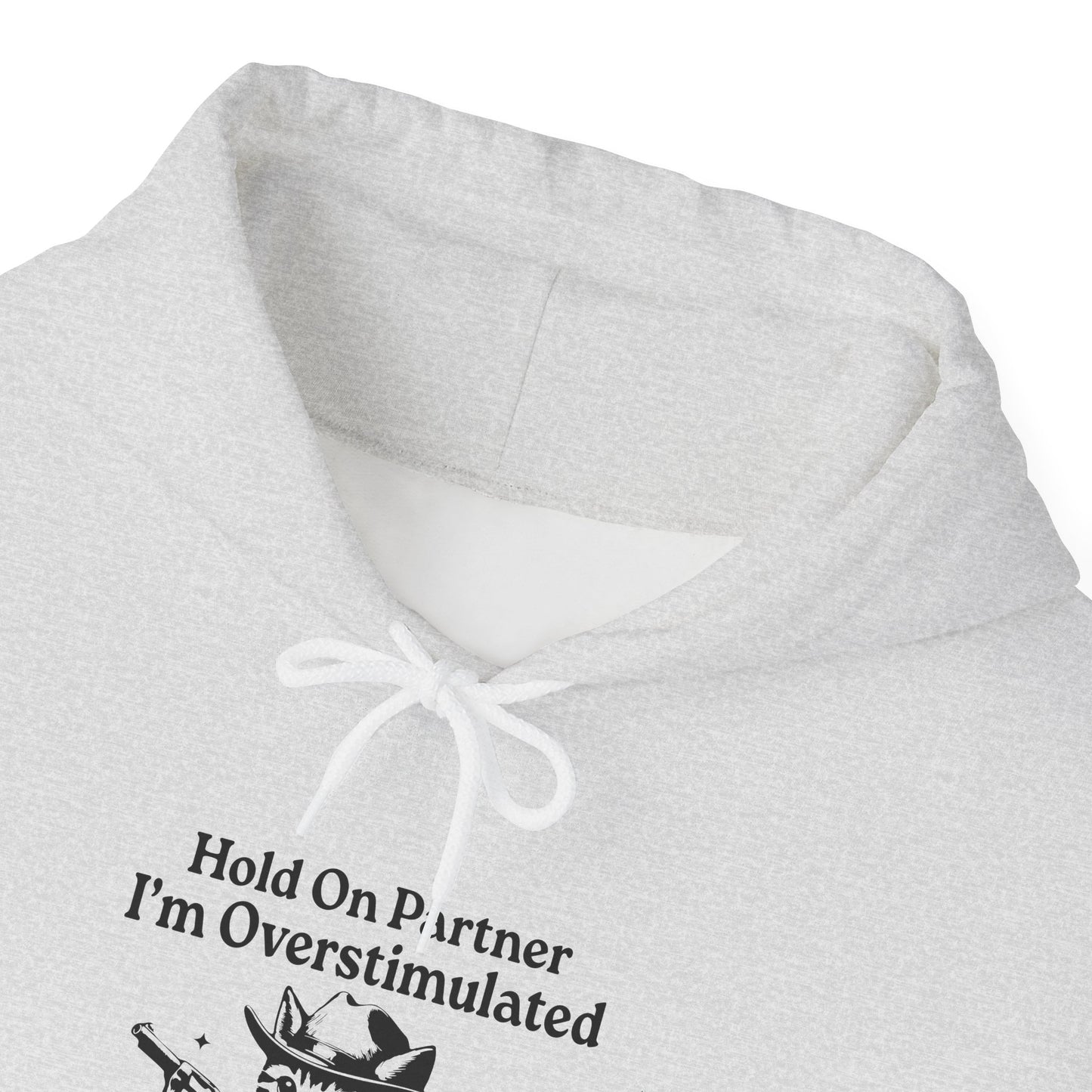 Hoodie Hold On Partner I’m Overstimulated Hoodie – Funny ADHD Cat Hoodie