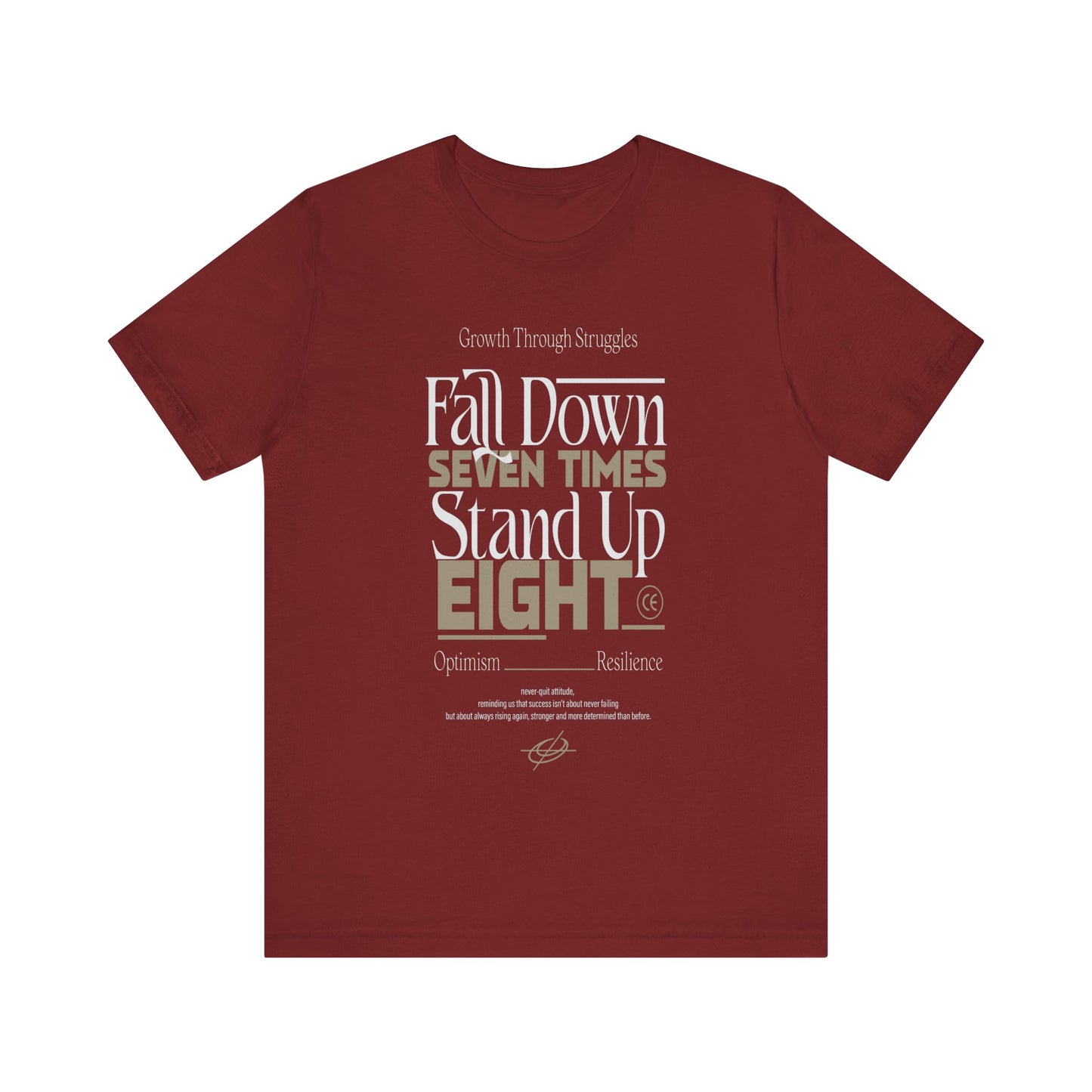 Cardinal Motivational Quote Shirt – Fall Down Seven Times Stand Up Eight