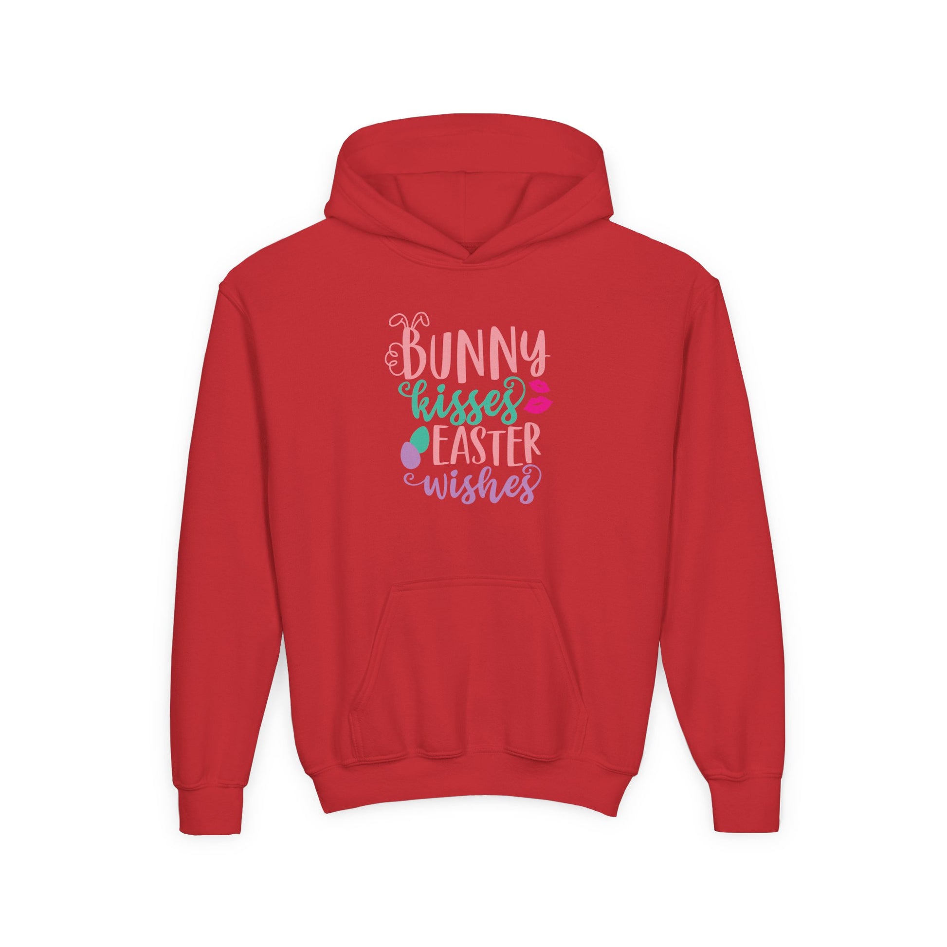 Red Bunny Kisses & Easter Wishes Kids Hoodie | Cute Easter Hoodie