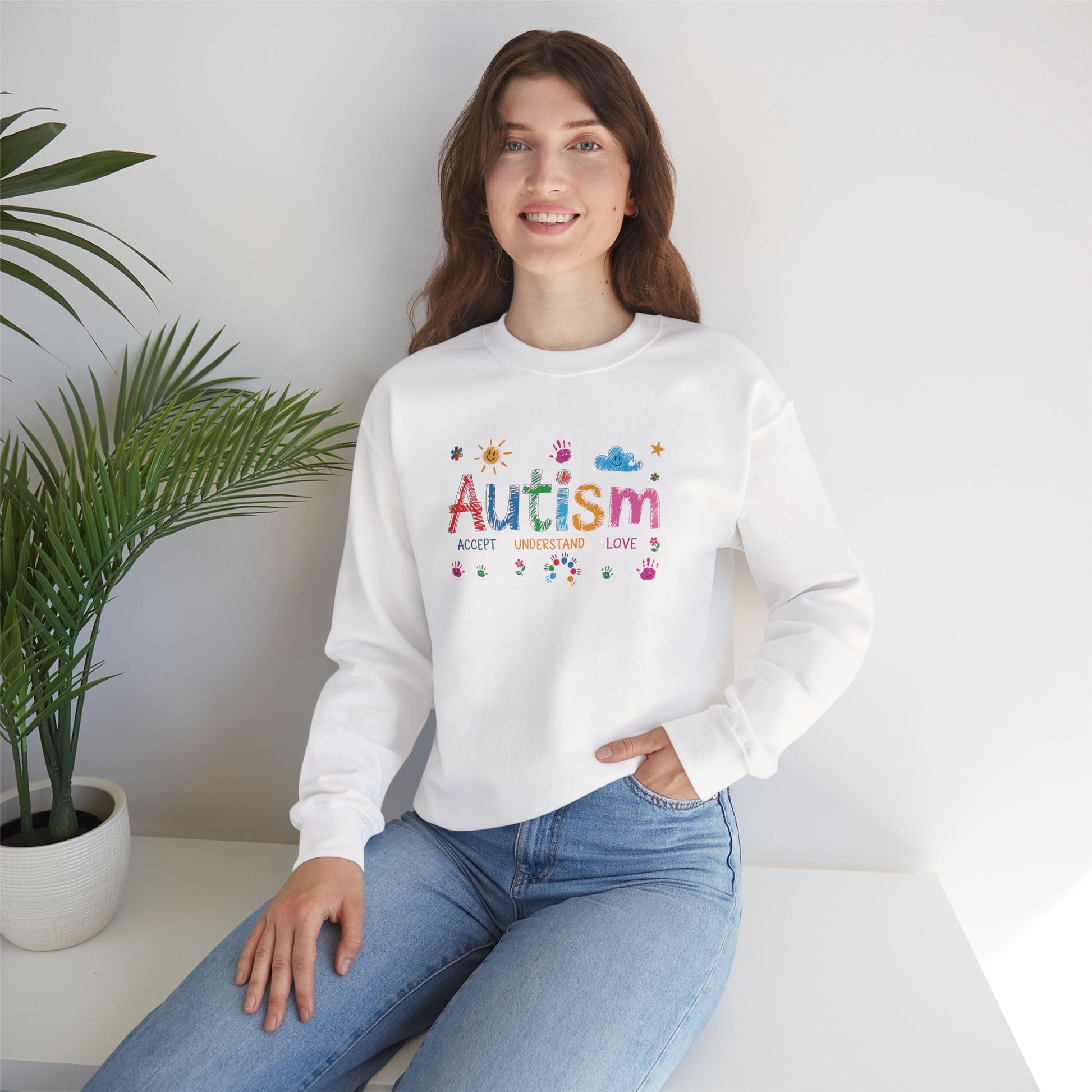 Sweatshirt Accept Understand Love Autism Sweatshirt with Playful Design