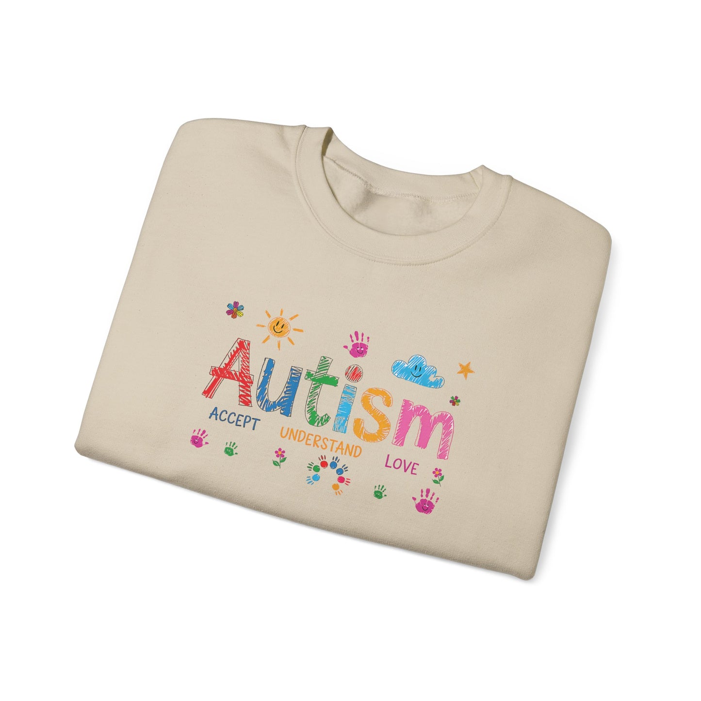 Sweatshirt Accept Understand Love Autism Sweatshirt with Playful Design