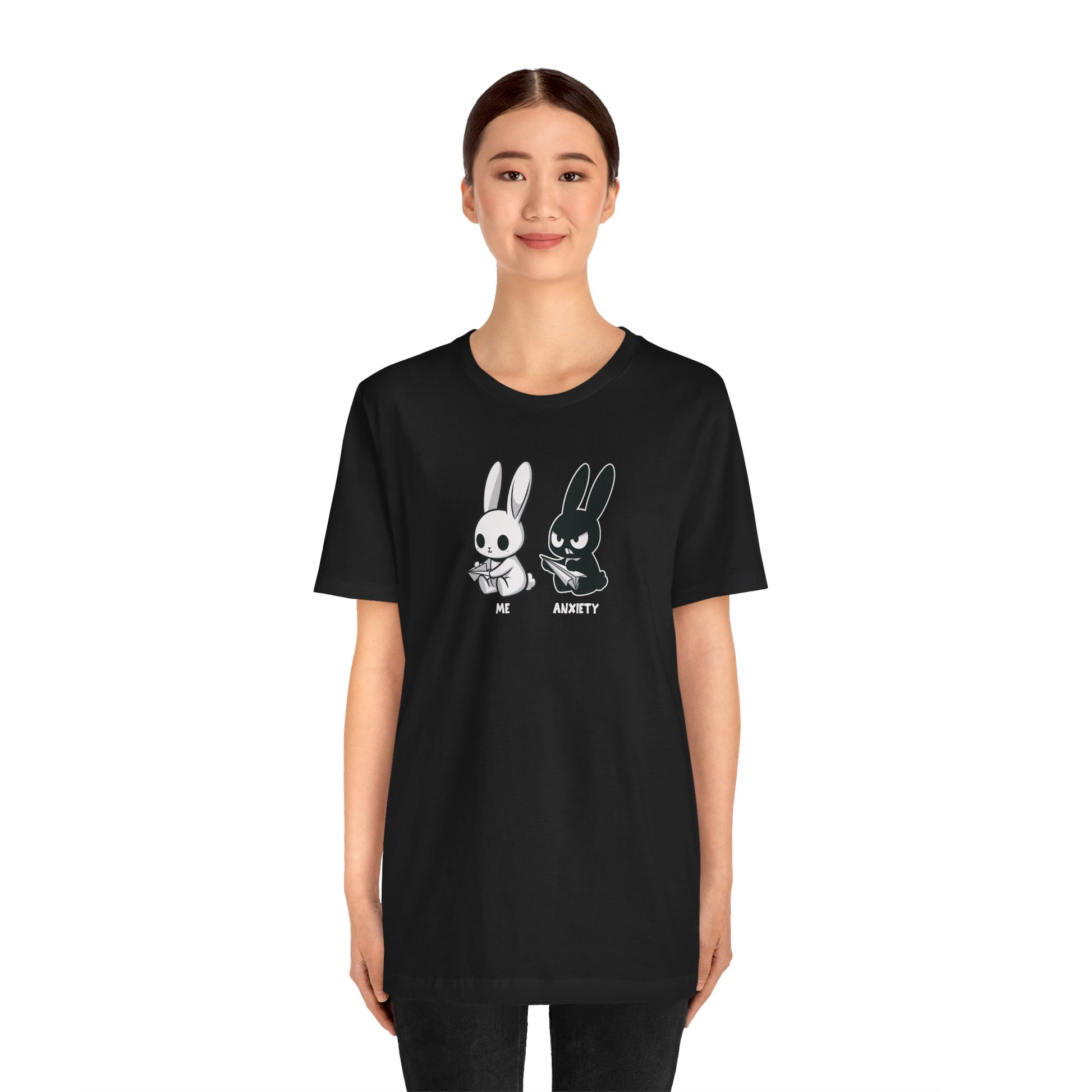 T-Shirt ME vs ANXIETY Rabbit Shirt – Funny Anxiety Shirt for Animal Lovers