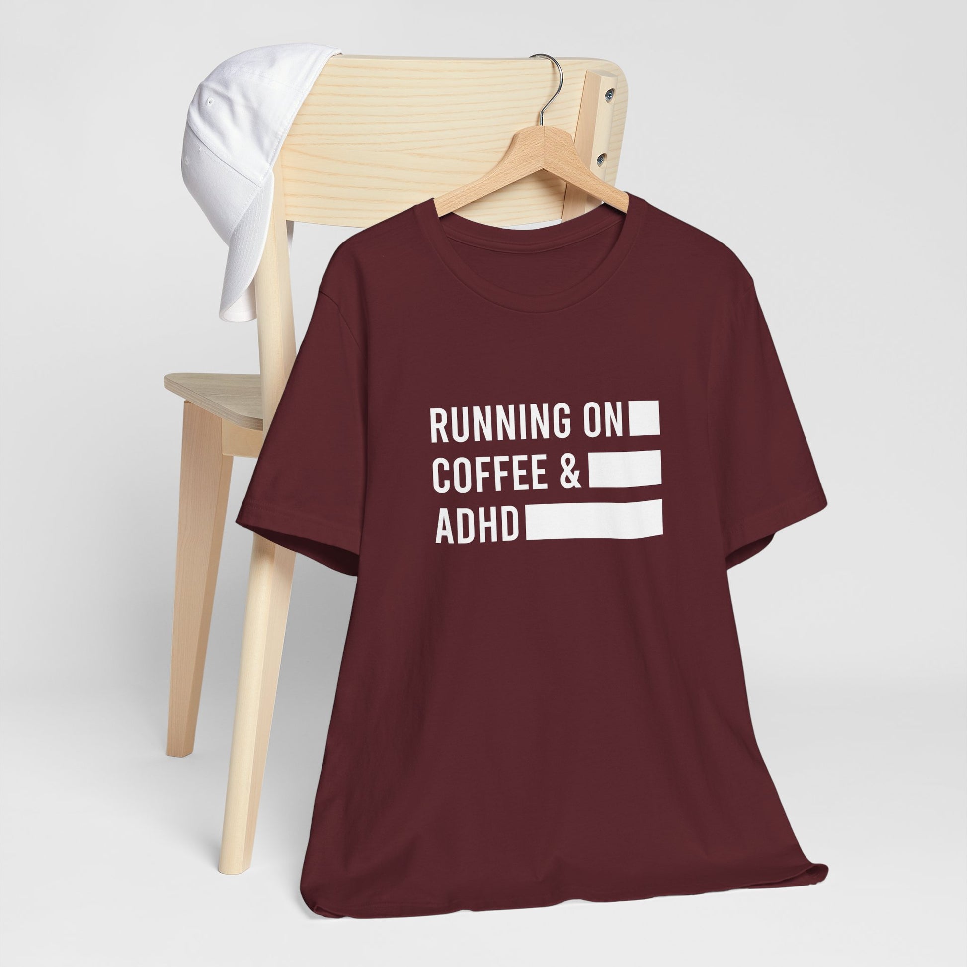 T-Shirt RUNNING ON COFFEE & ADHD – Funny ADHD T-Shirt for Adults