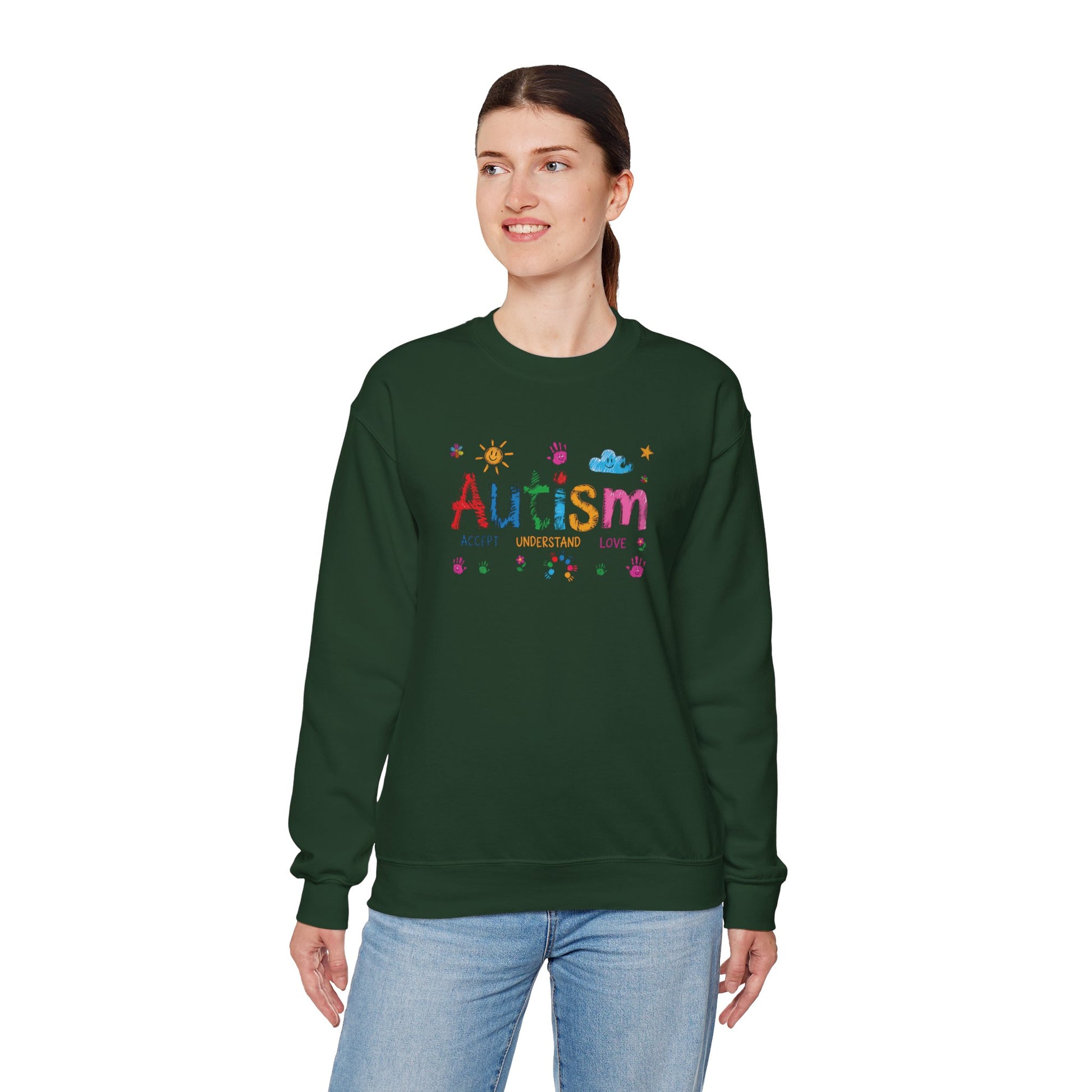 Sweatshirt Accept Understand Love Autism Sweatshirt with Playful Design