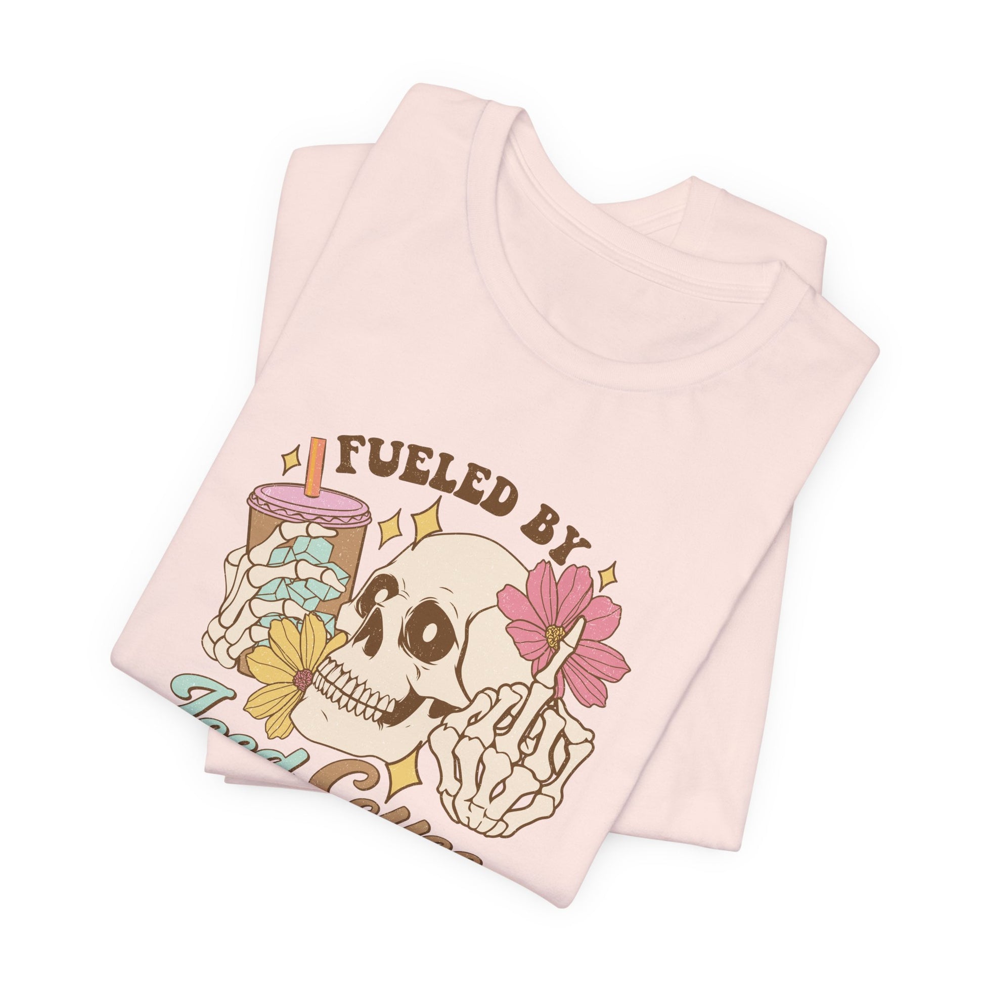 T-Shirt Fueled by Iced Coffee & Anxiety Shirt – Funny Anxiety Graphic Tee