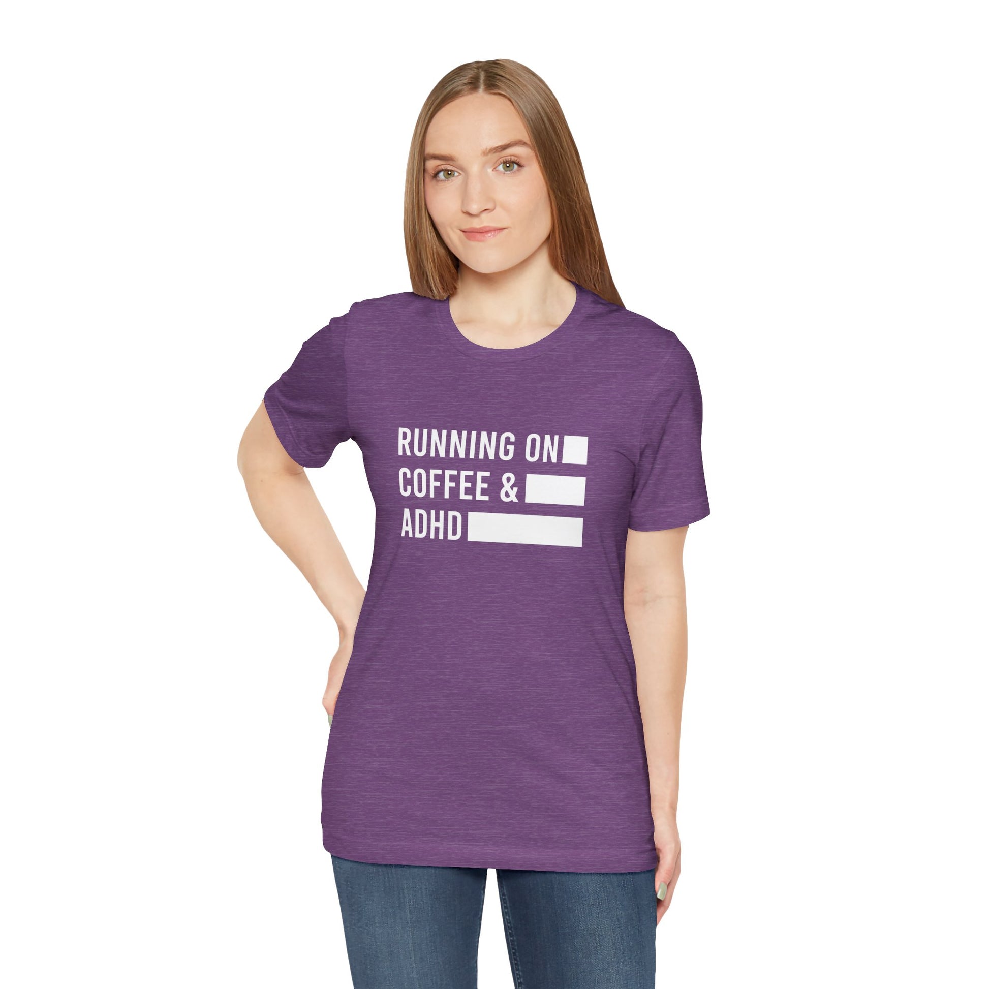T-Shirt RUNNING ON COFFEE & ADHD – Funny ADHD T-Shirt for Adults