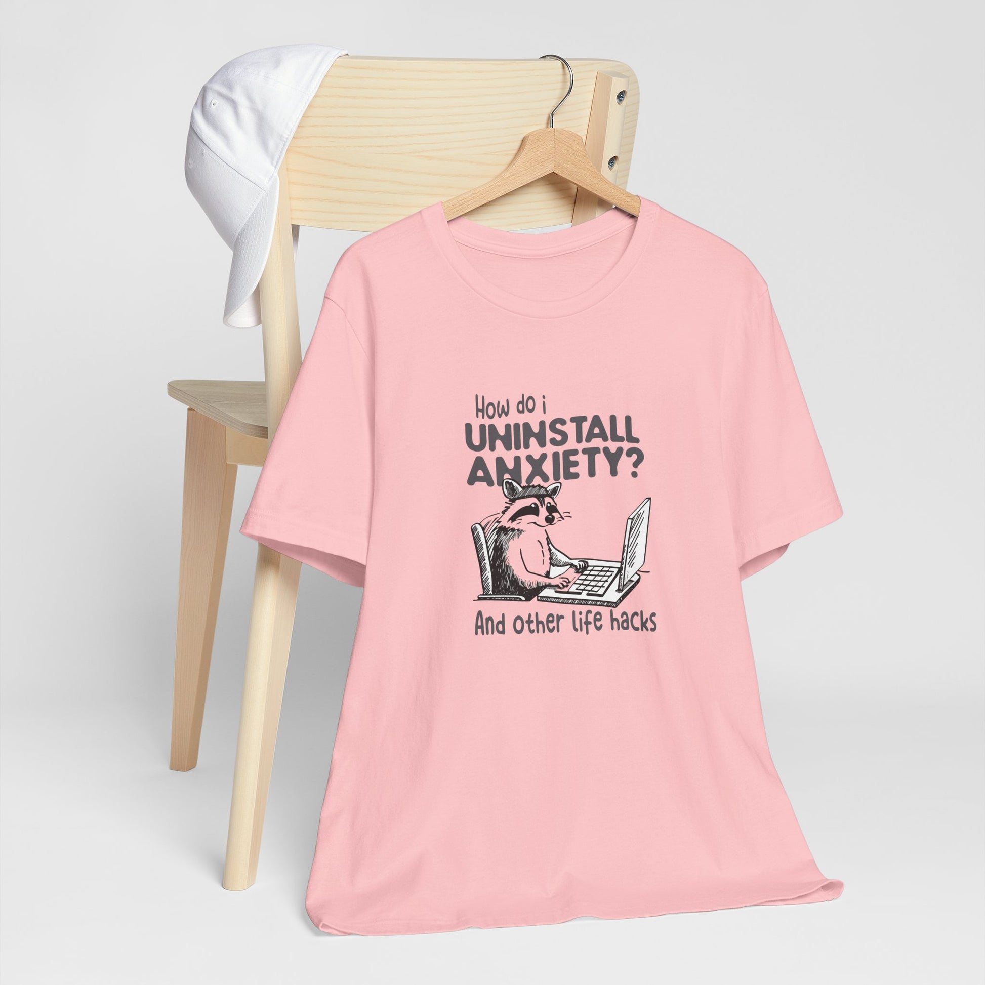 T-Shirt How Do I Uninstall Anxiety Funny Anxiety Shirt — Raccoon Graphic Tee