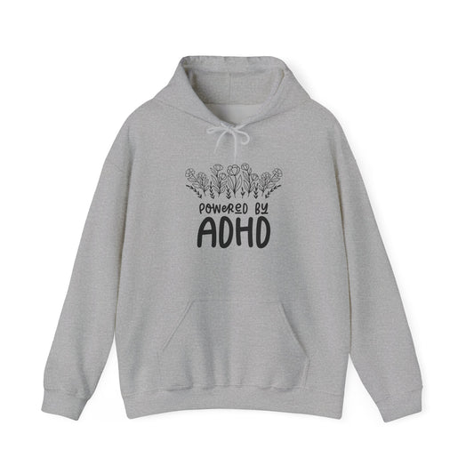 POWERED BY ADHD – Floral Minimalist ADHD Hoodie for Awareness