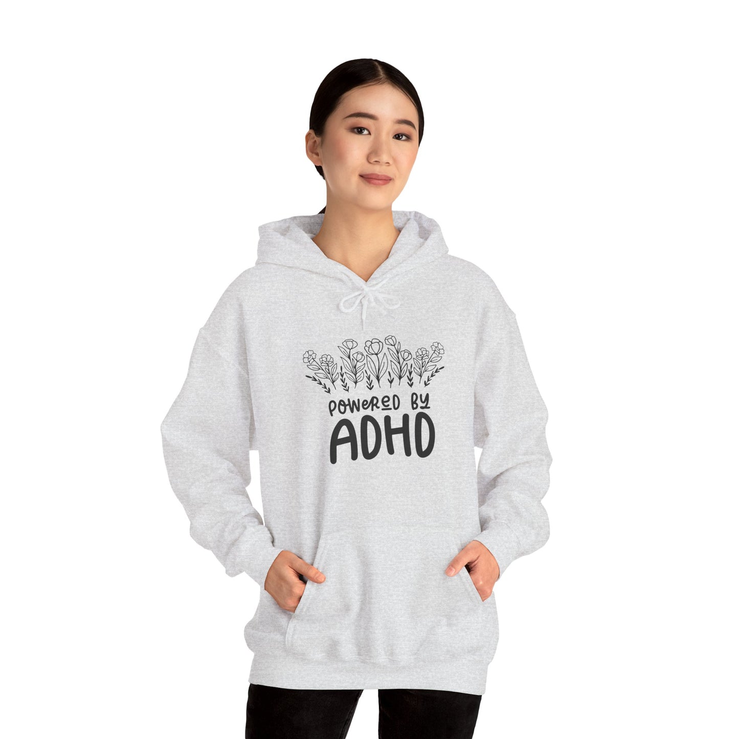 POWERED BY ADHD – Floral Minimalist ADHD Hoodie for Awareness