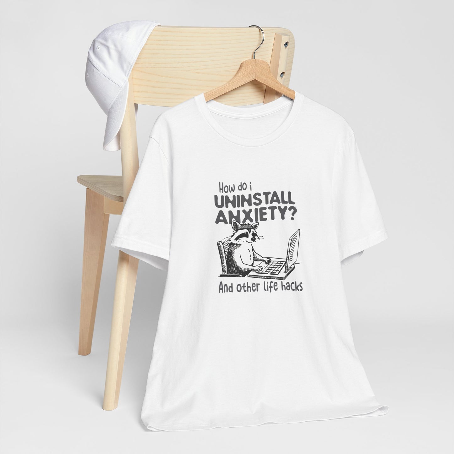 T-Shirt How Do I Uninstall Anxiety Funny Anxiety Shirt — Raccoon Graphic Tee