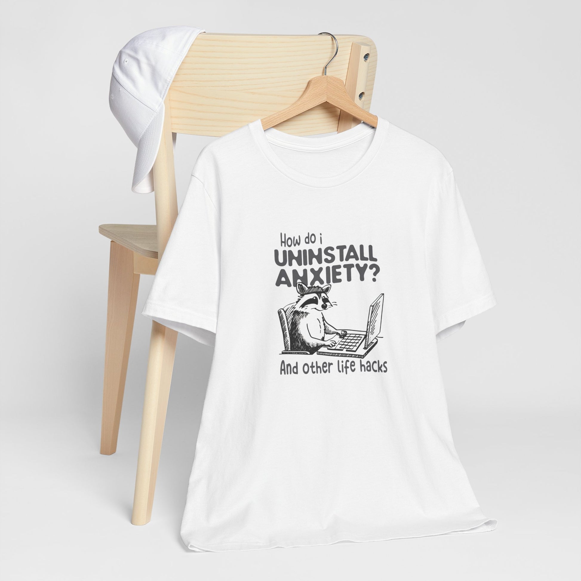 T-Shirt How Do I Uninstall Anxiety Funny Anxiety Shirt — Raccoon Graphic Tee