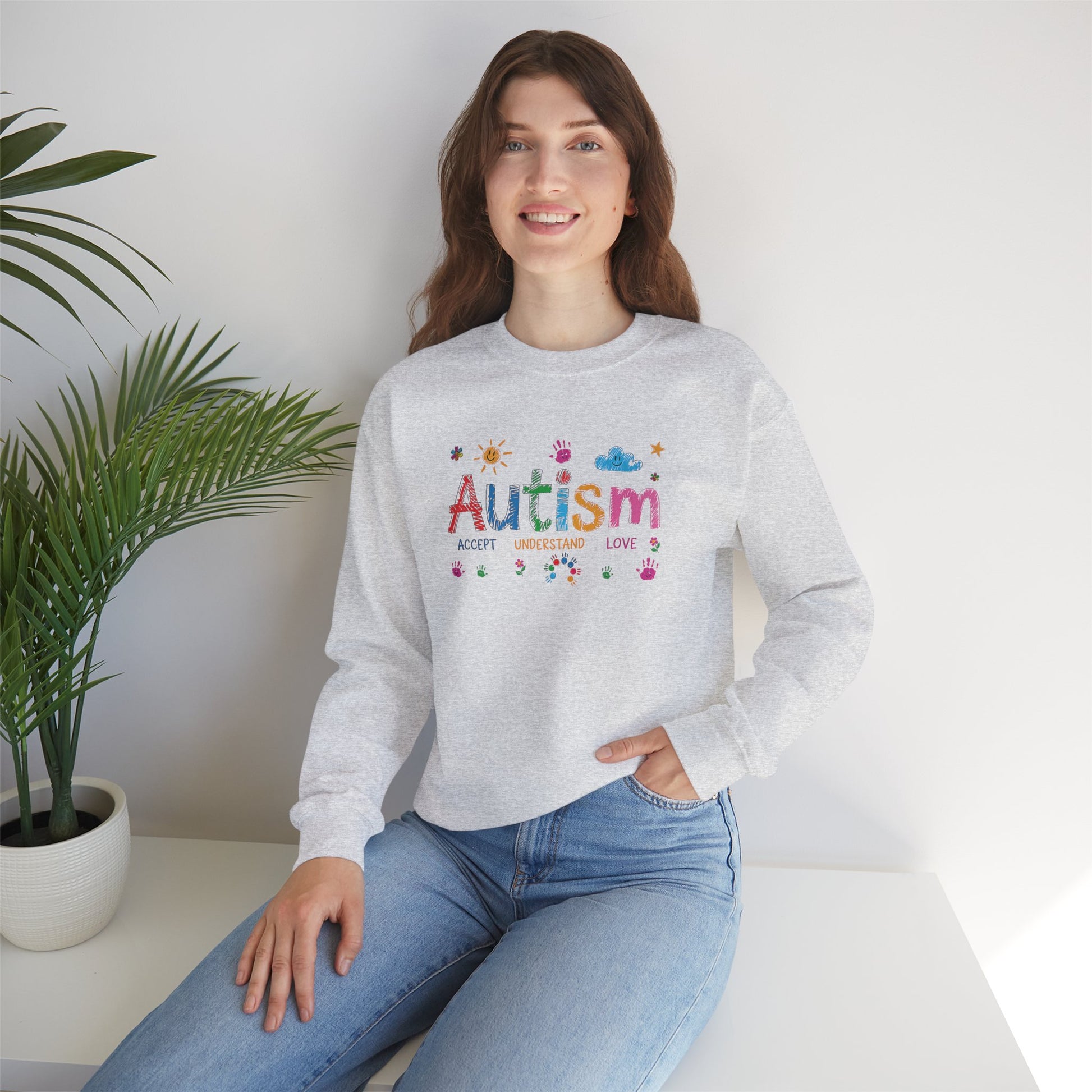 Sweatshirt Accept Understand Love Autism Sweatshirt with Playful Design