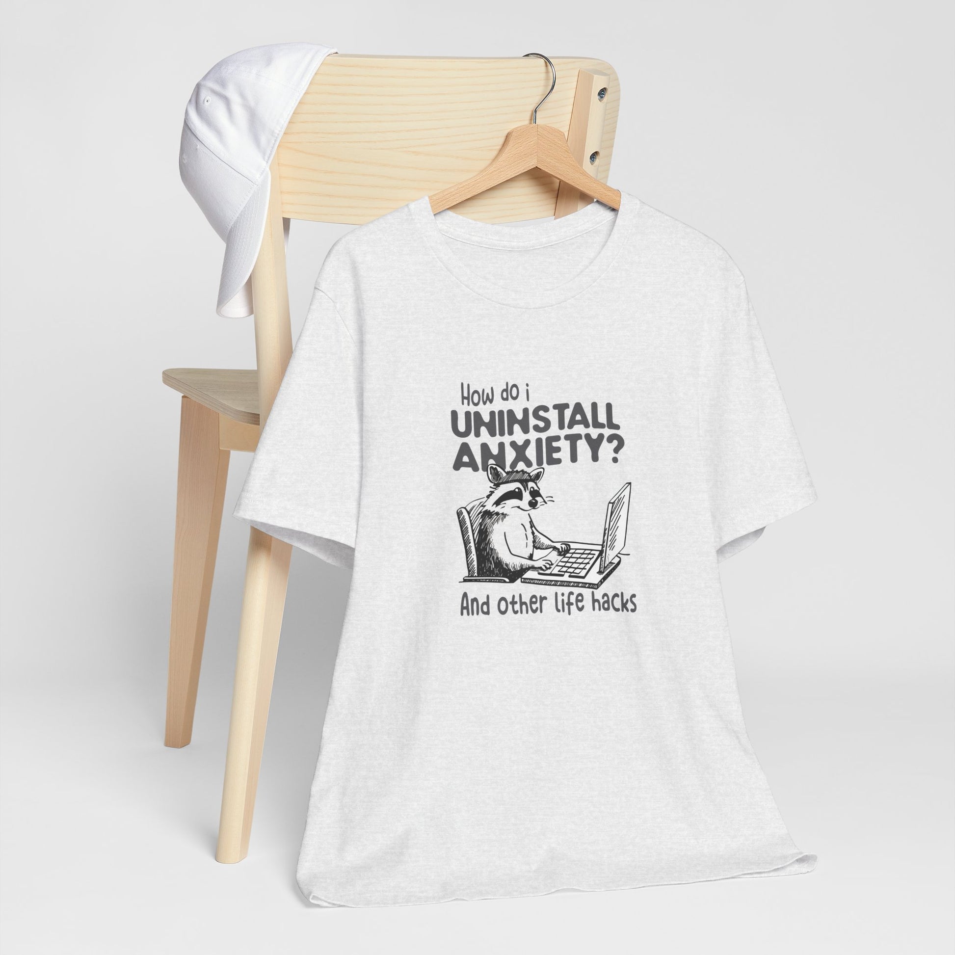 T-Shirt How Do I Uninstall Anxiety Funny Anxiety Shirt — Raccoon Graphic Tee