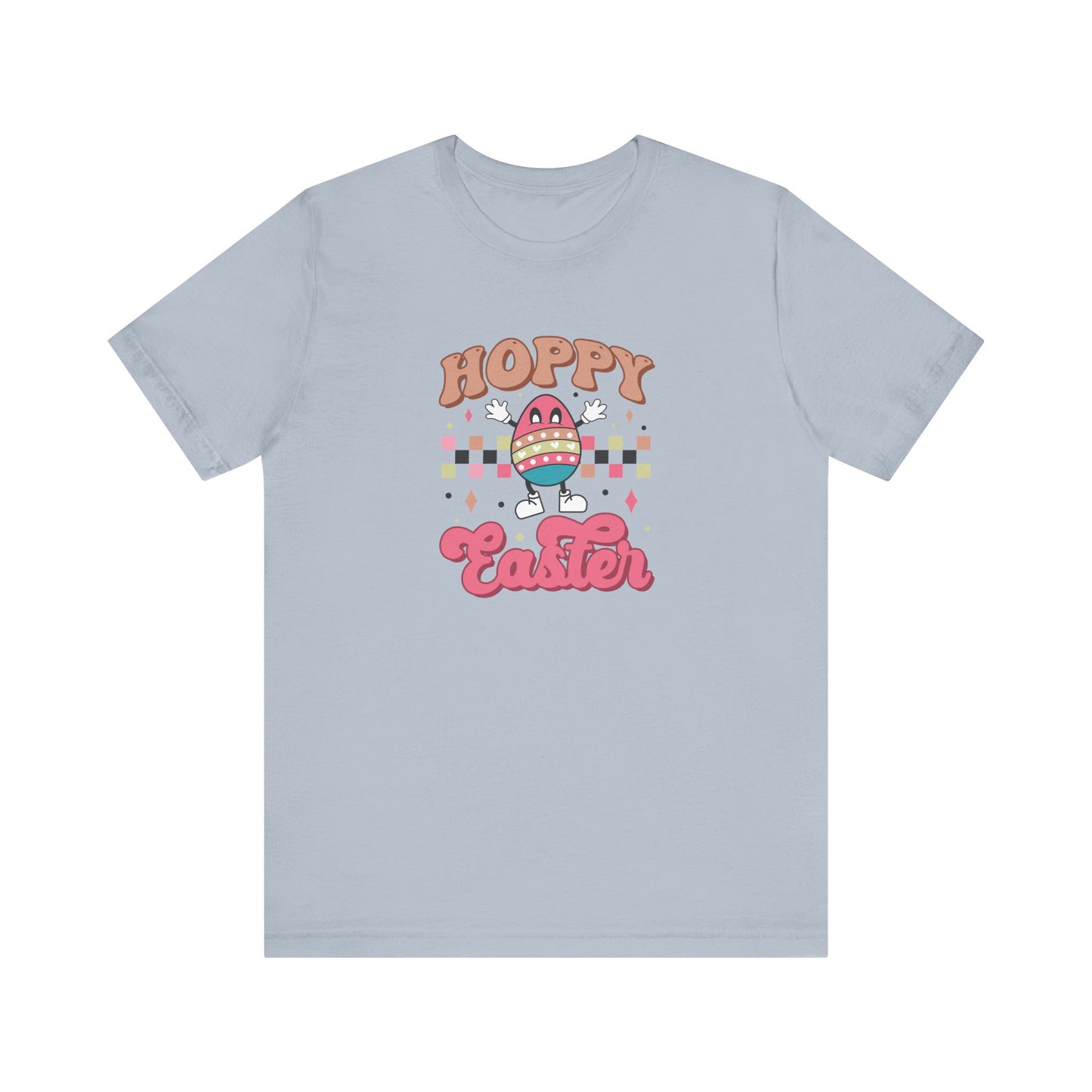 Light Blue Pop Culture Easter Shirt – Hoppy Easter Tee for Women