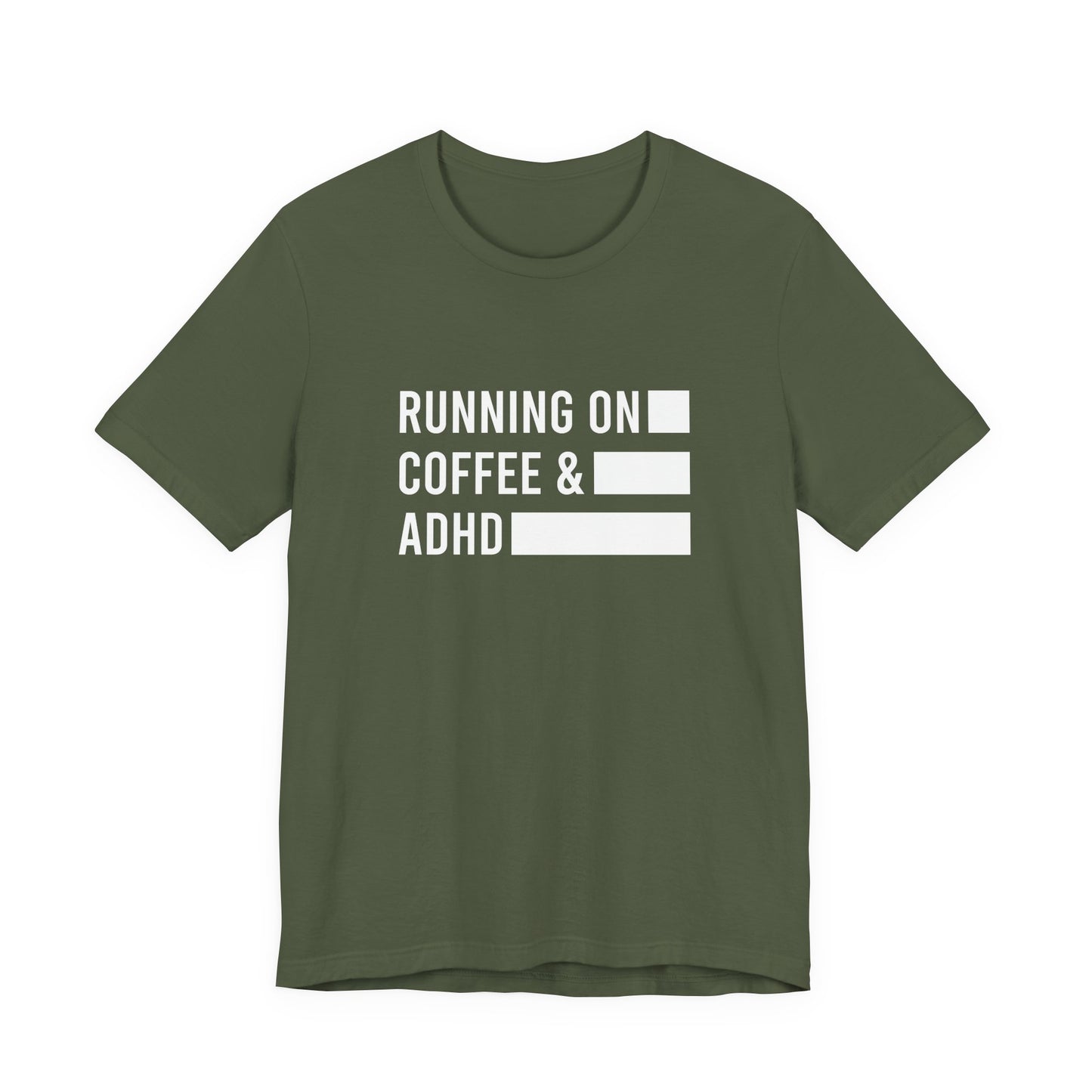 T-Shirt RUNNING ON COFFEE & ADHD – Funny ADHD T-Shirt for Adults