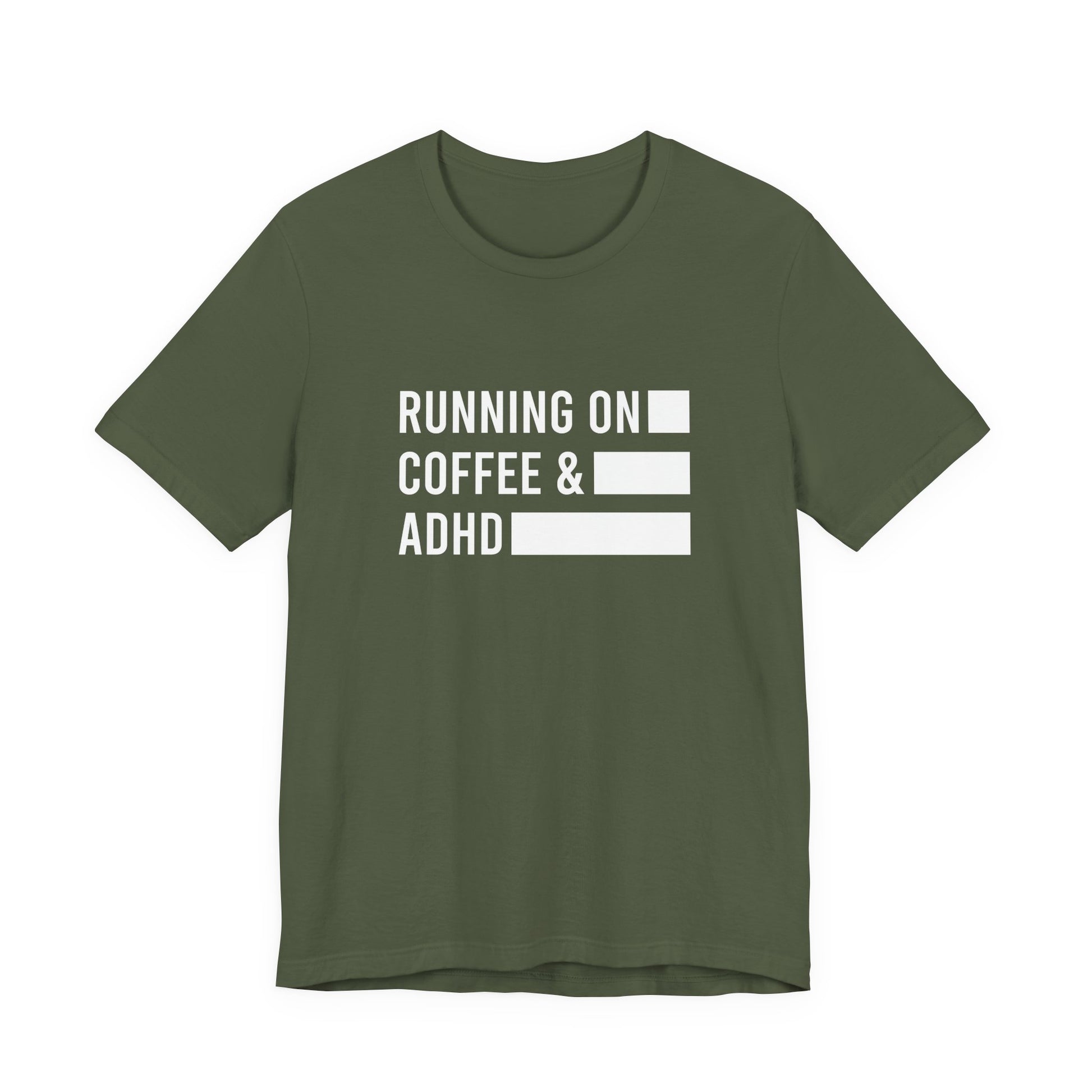 T-Shirt RUNNING ON COFFEE & ADHD – Funny ADHD T-Shirt for Adults