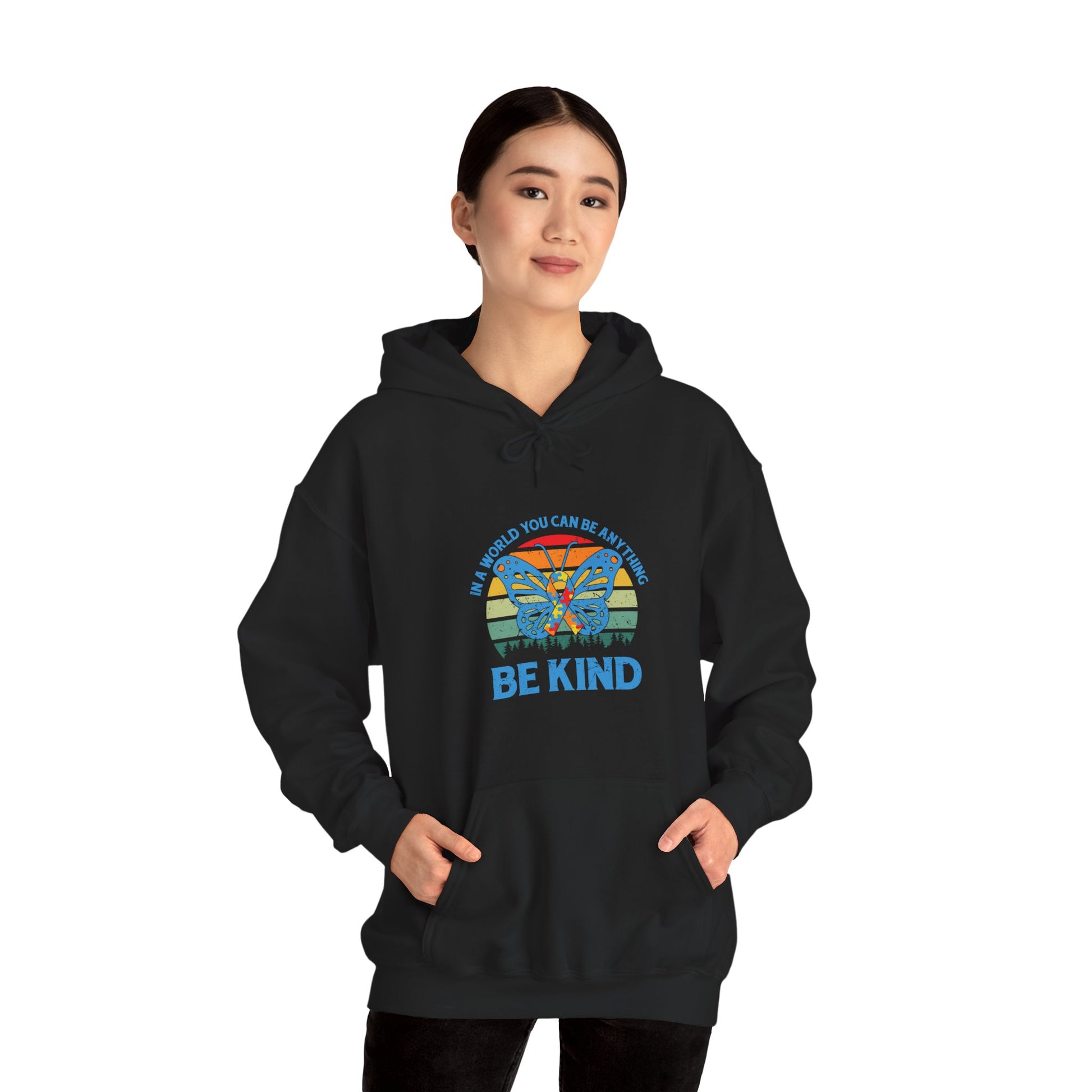 Hoodie IN A WORLD YOU CAN BE ANYTHING Hoodie – Be Kind Autism Advocate Hoodie