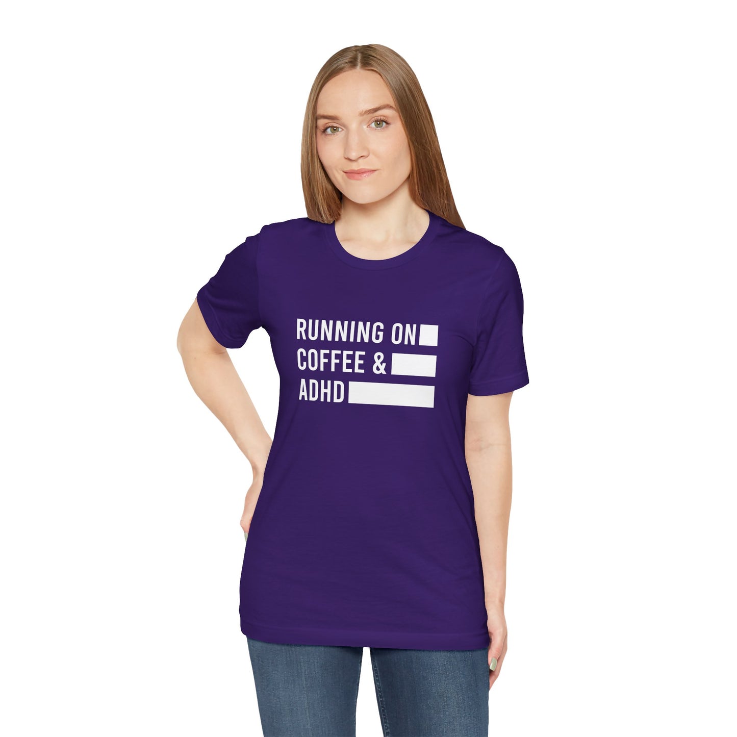 T-Shirt RUNNING ON COFFEE & ADHD – Funny ADHD T-Shirt for Adults
