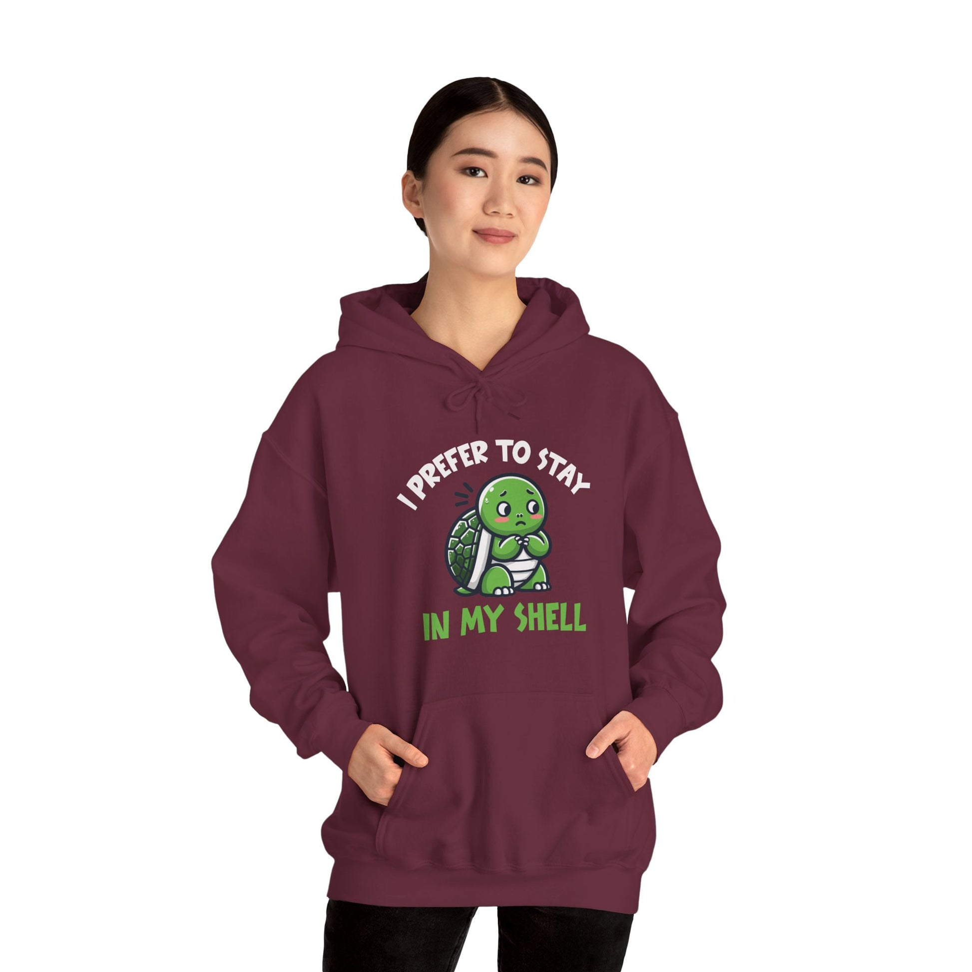 Hoodie I Prefer to Stay in My Shell Hoodie with Cute Anxious Turtle