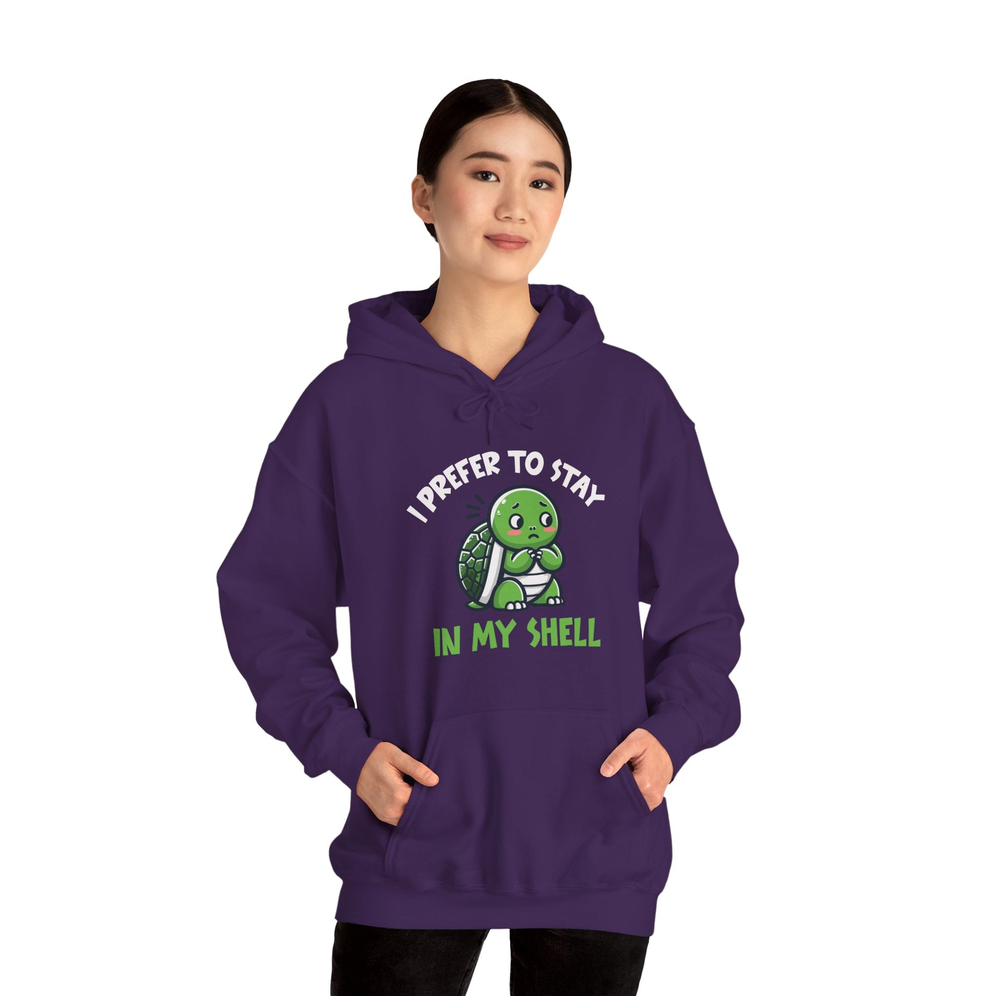 Hoodie I Prefer to Stay in My Shell Hoodie with Cute Anxious Turtle