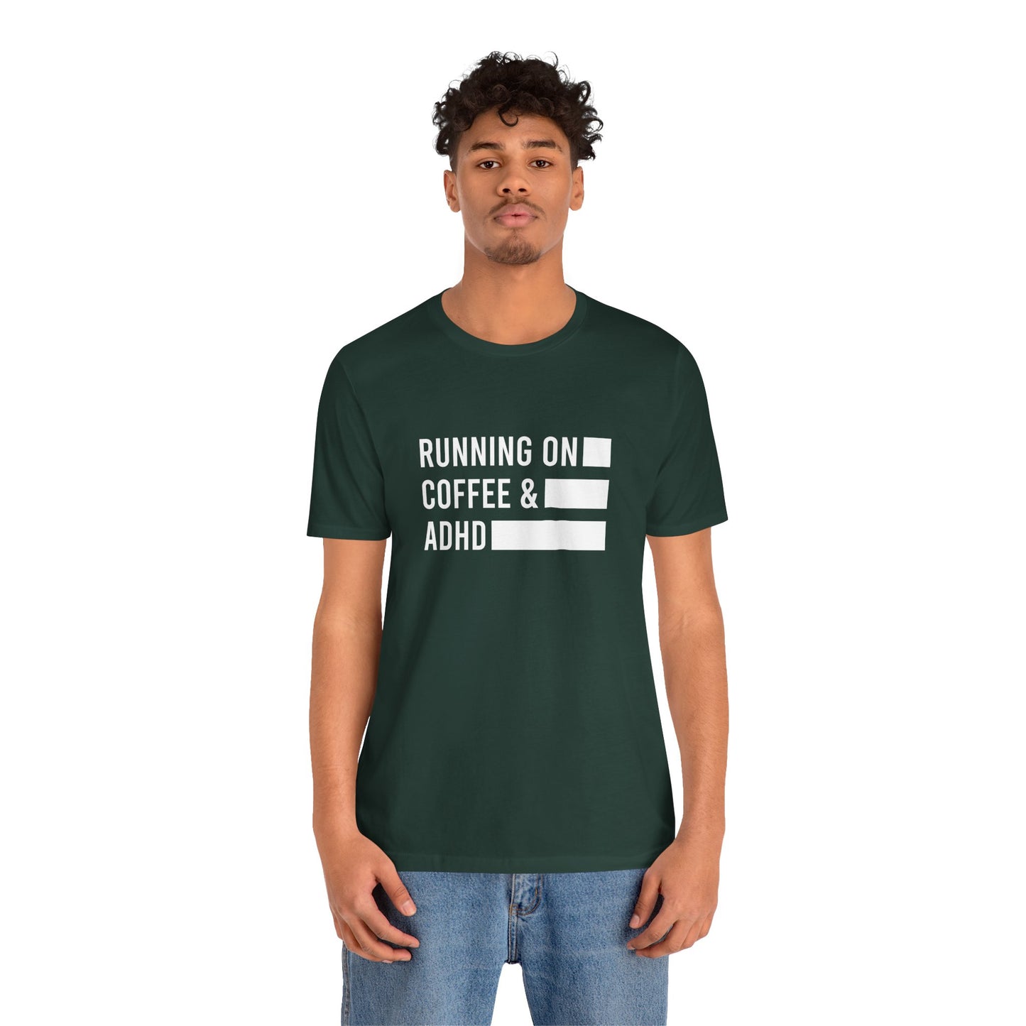 T-Shirt RUNNING ON COFFEE & ADHD – Funny ADHD T-Shirt for Adults