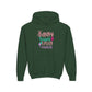 Forest Green Bunny Kisses & Easter Wishes Kids Hoodie | Cute Easter Hoodie