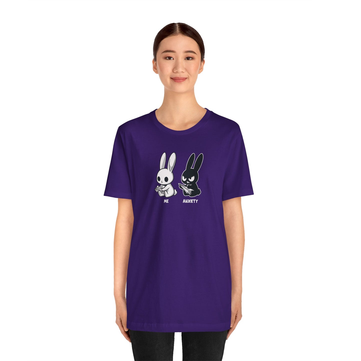 T-Shirt ME vs ANXIETY Rabbit Shirt – Funny Anxiety Shirt for Animal Lovers