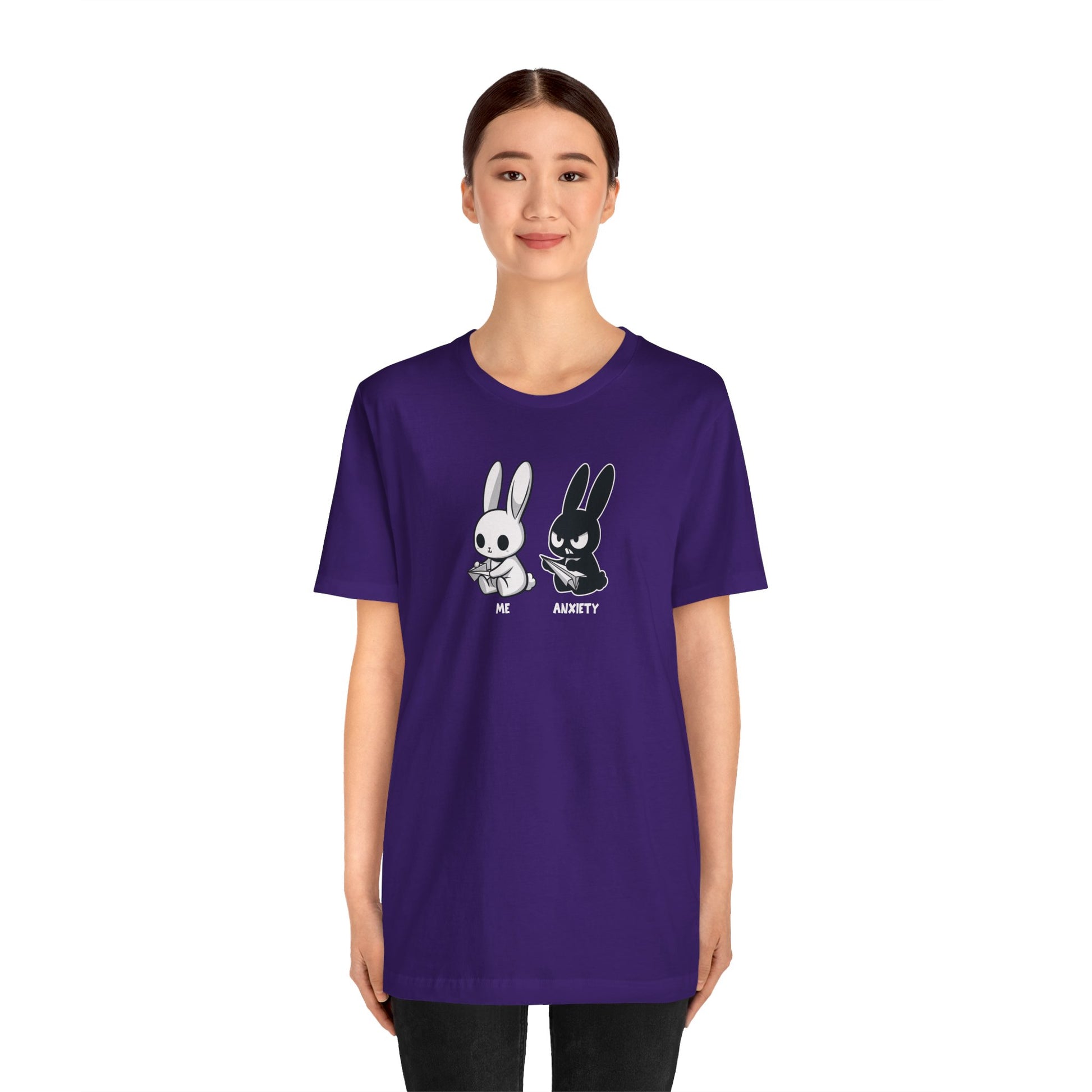 T-Shirt ME vs ANXIETY Rabbit Shirt – Funny Anxiety Shirt for Animal Lovers