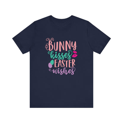 T-Shirt Cute Easter Shirt – Bunny Kisses & Easter Wishes Tee for Women | Family Easter Tee