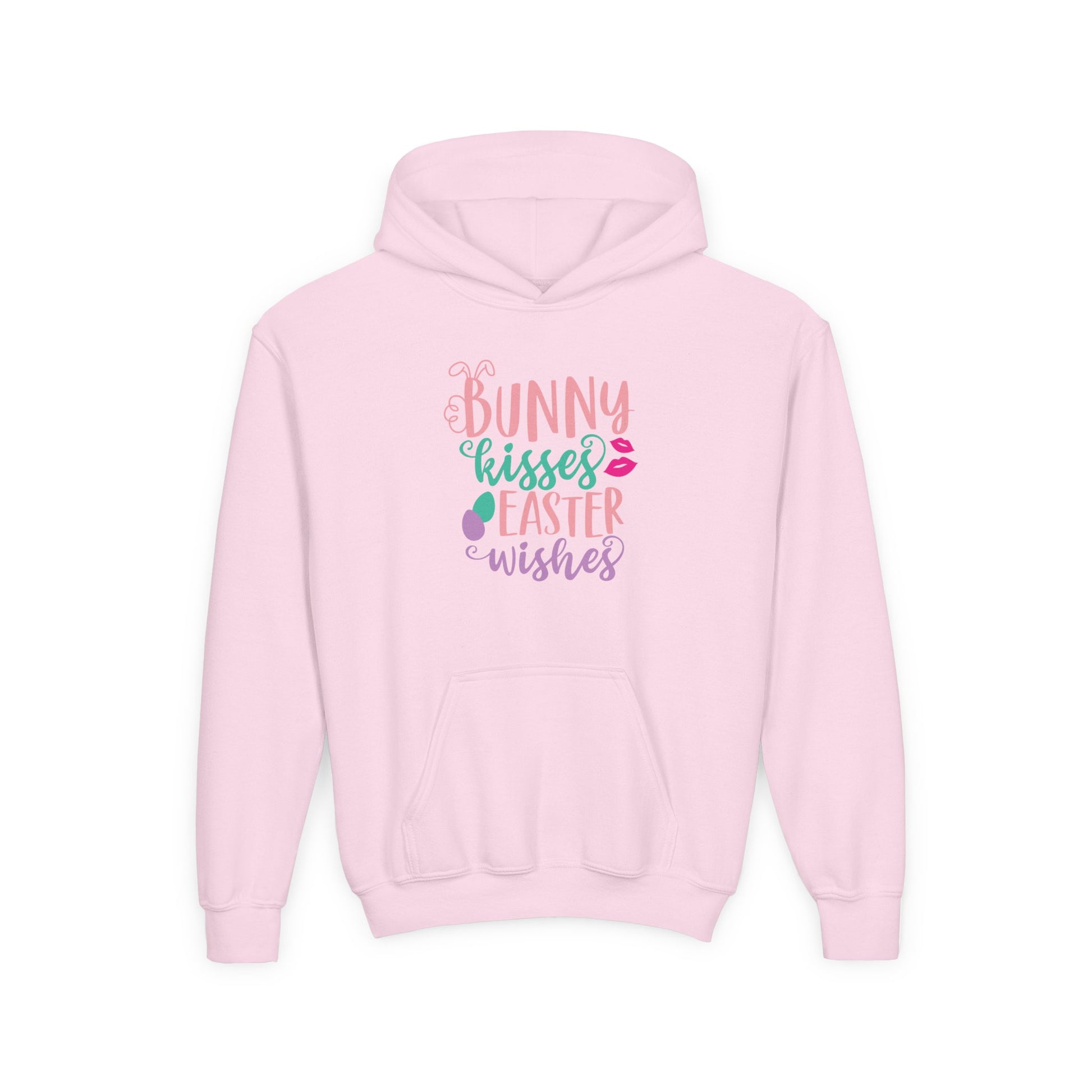 Light Pink Bunny Kisses & Easter Wishes Kids Hoodie | Cute Easter Hoodie