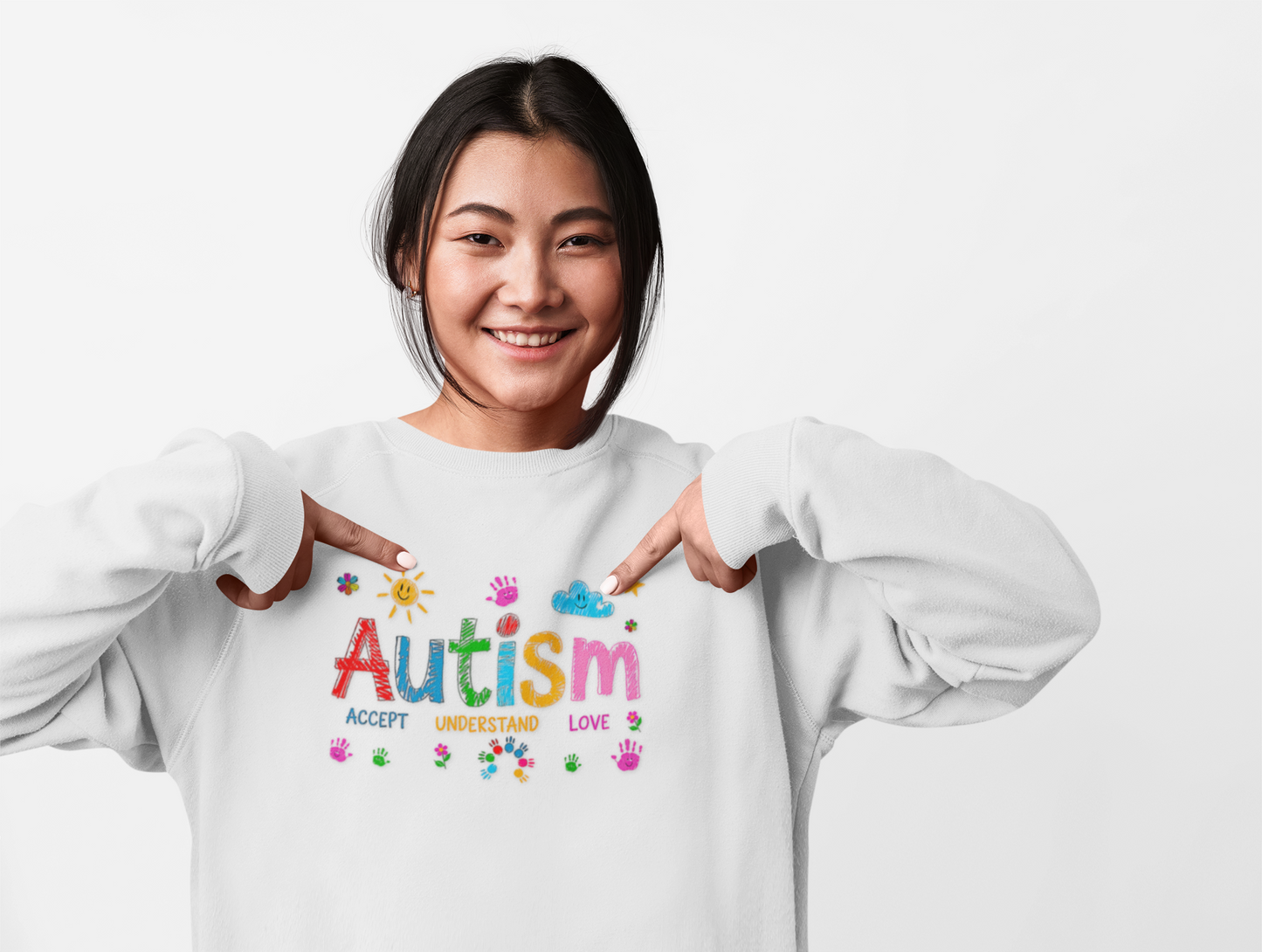 Sweatshirt Accept Understand Love Autism Sweatshirt with Playful Design