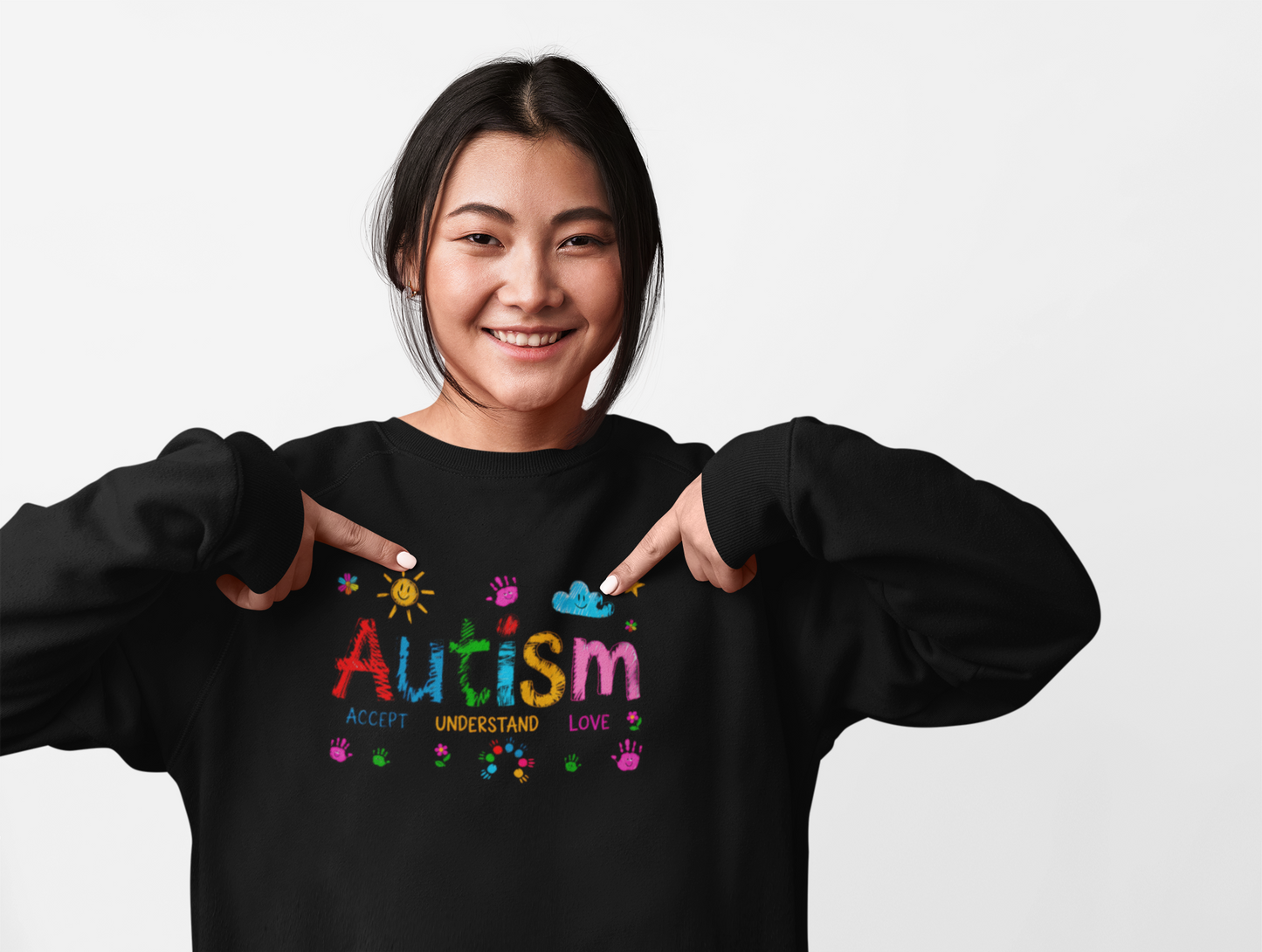 Sweatshirt Accept Understand Love Autism Sweatshirt with Playful Design