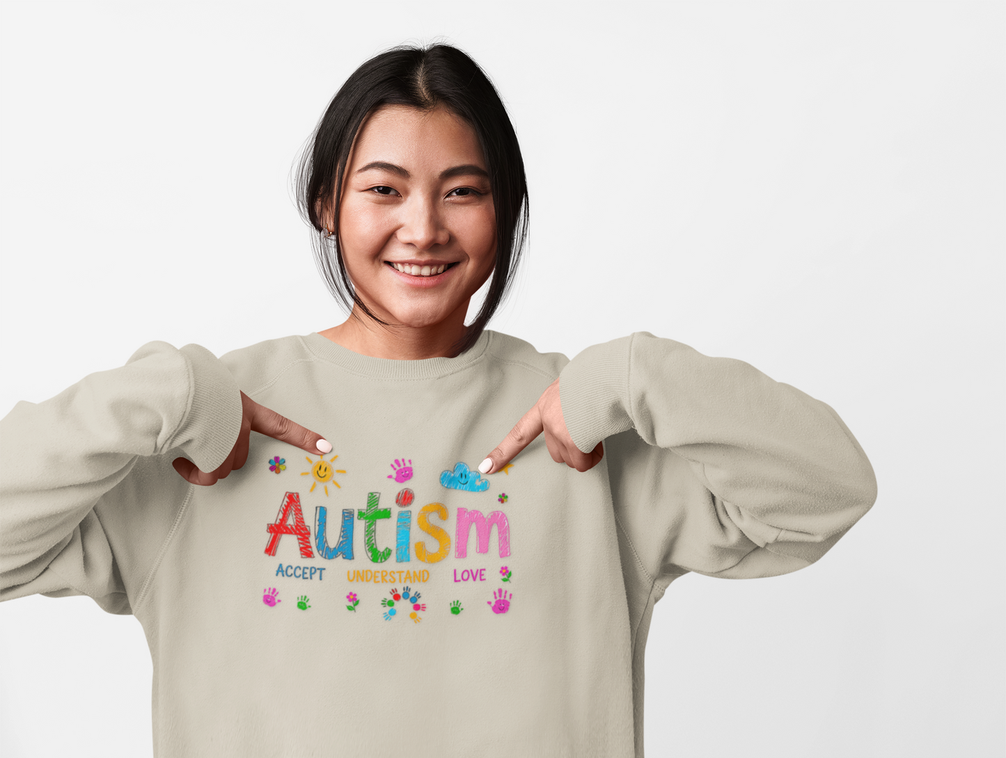 Sweatshirt Accept Understand Love Autism Sweatshirt with Playful Design