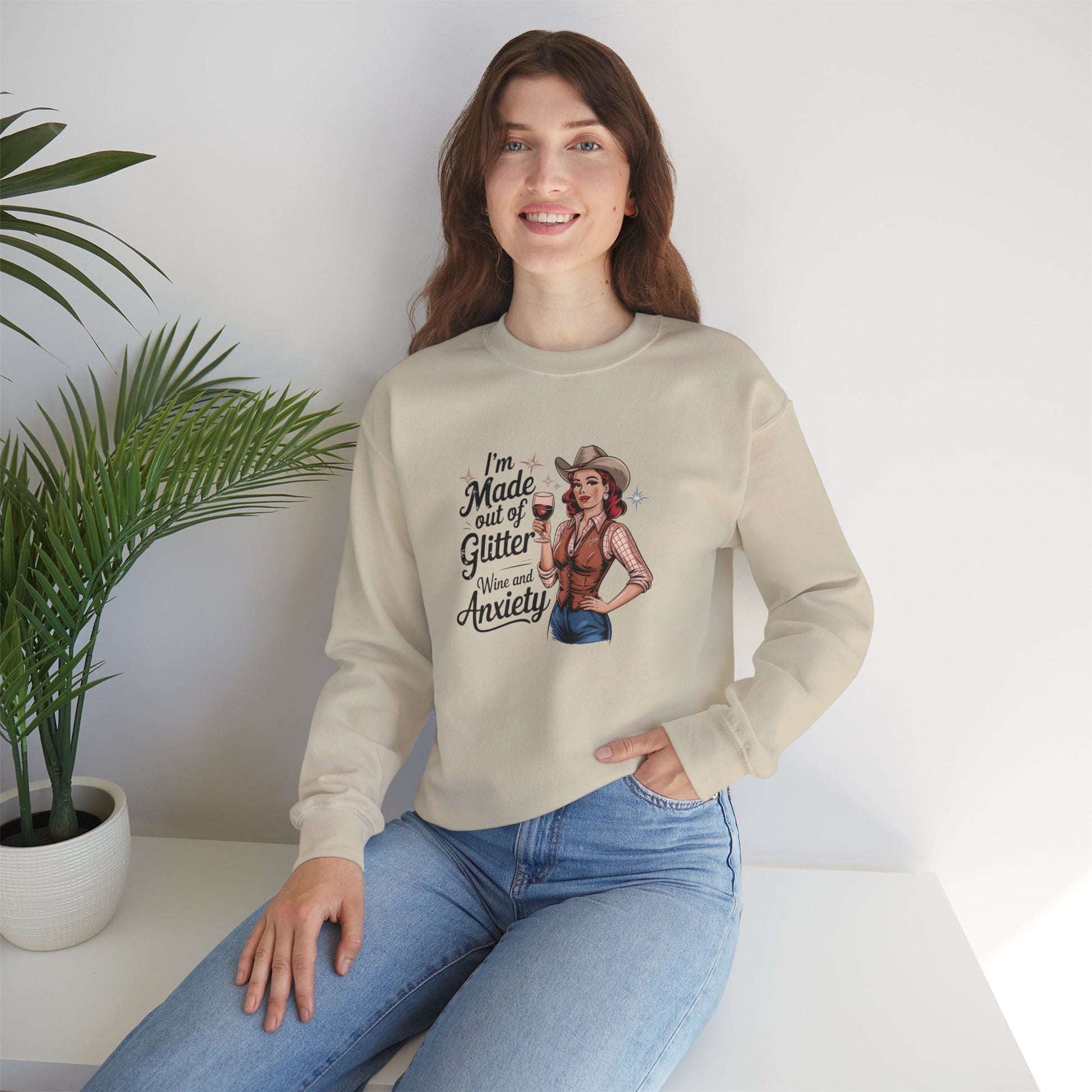 Sweatshirt I'm Made out of Glitter Wine and Anxiety – Anxious Sweatshirt for Women